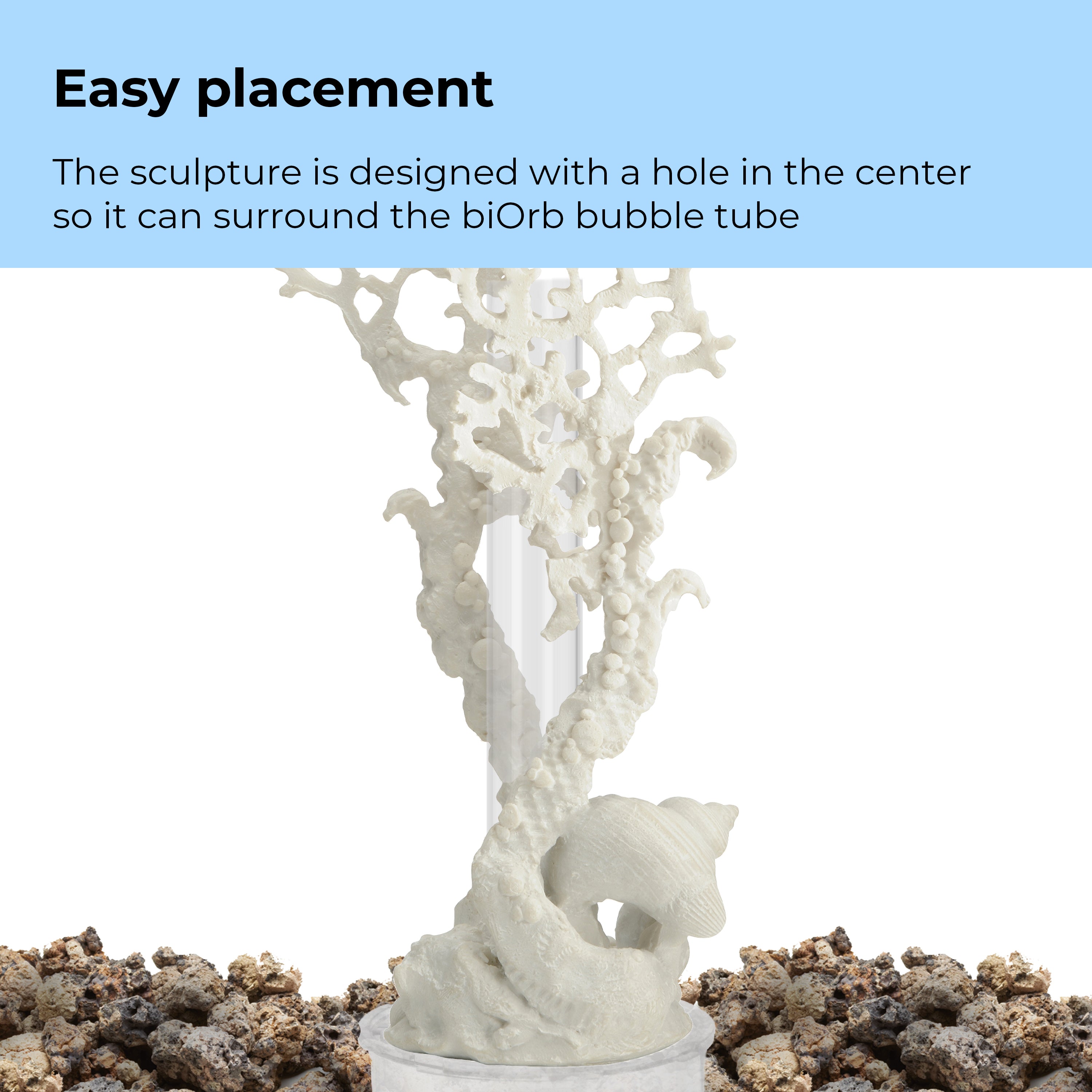 Medium White Fan Coral Sculpture - Easy placement