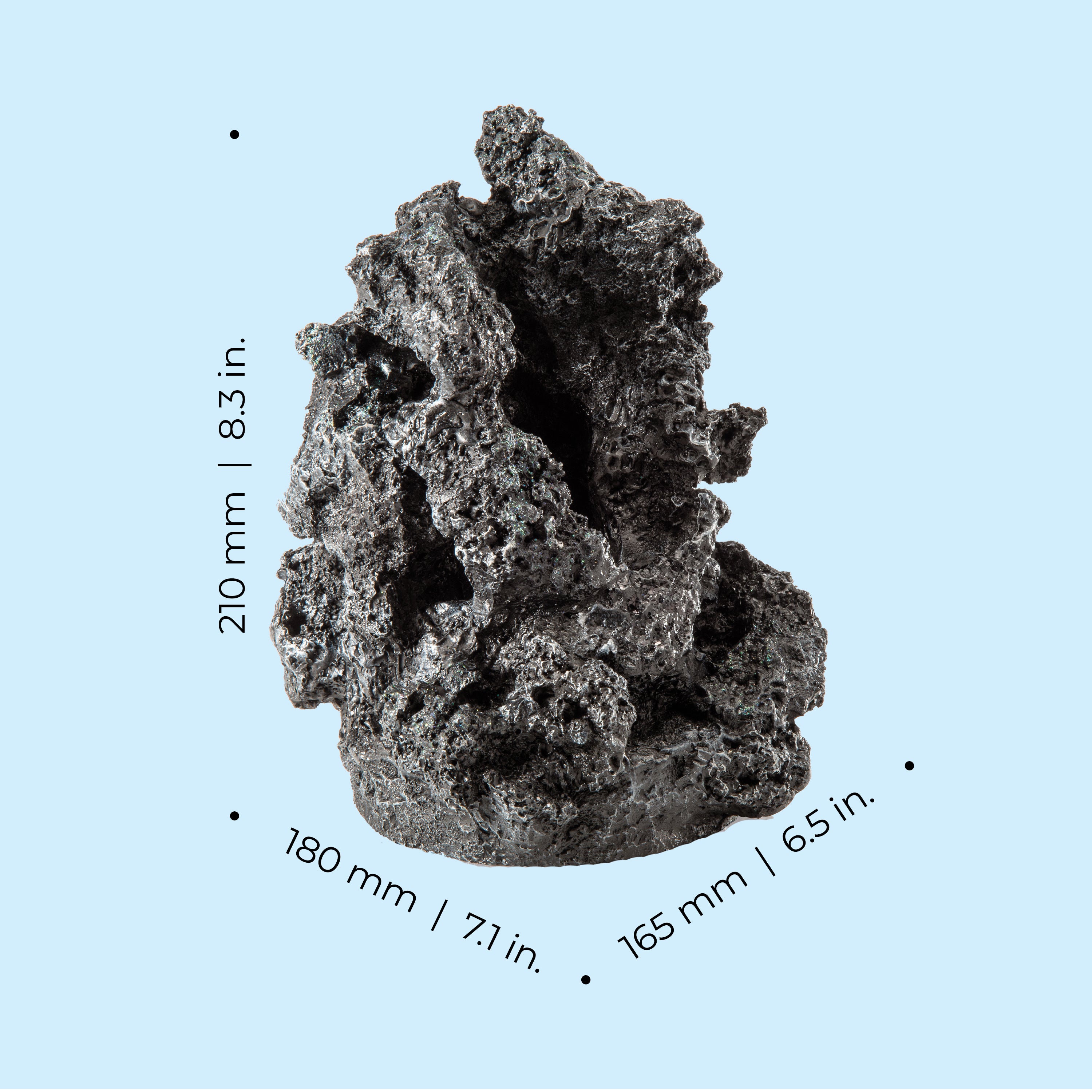 Black Mineral Stone Sculpture - Dimensions