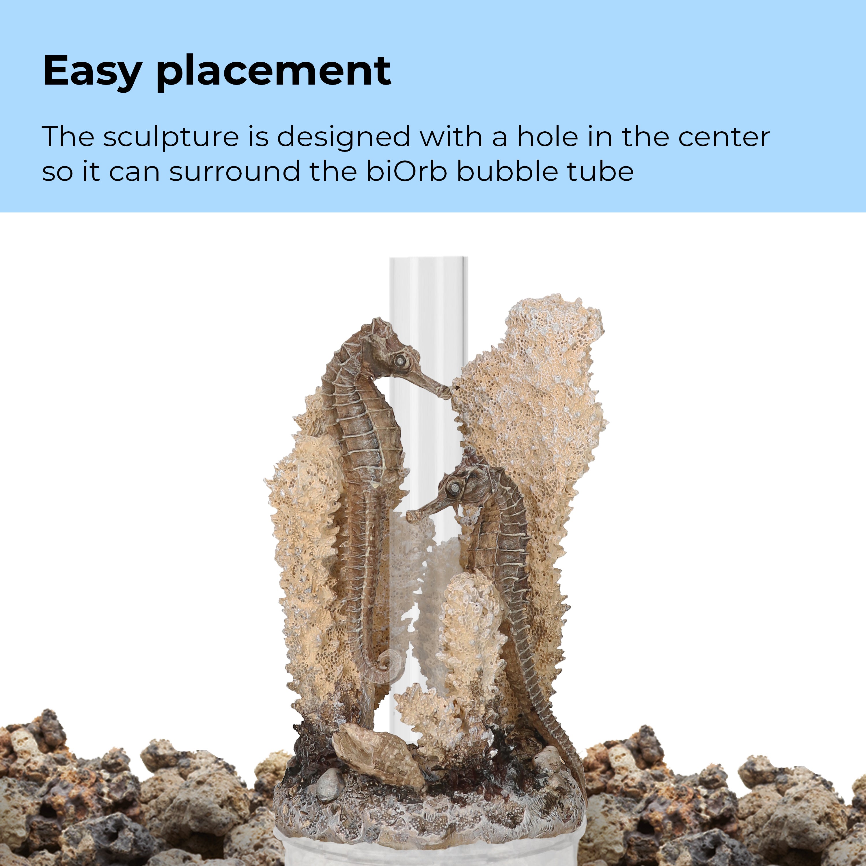 Small Seahorses on Coral Sculpture - Easy placement