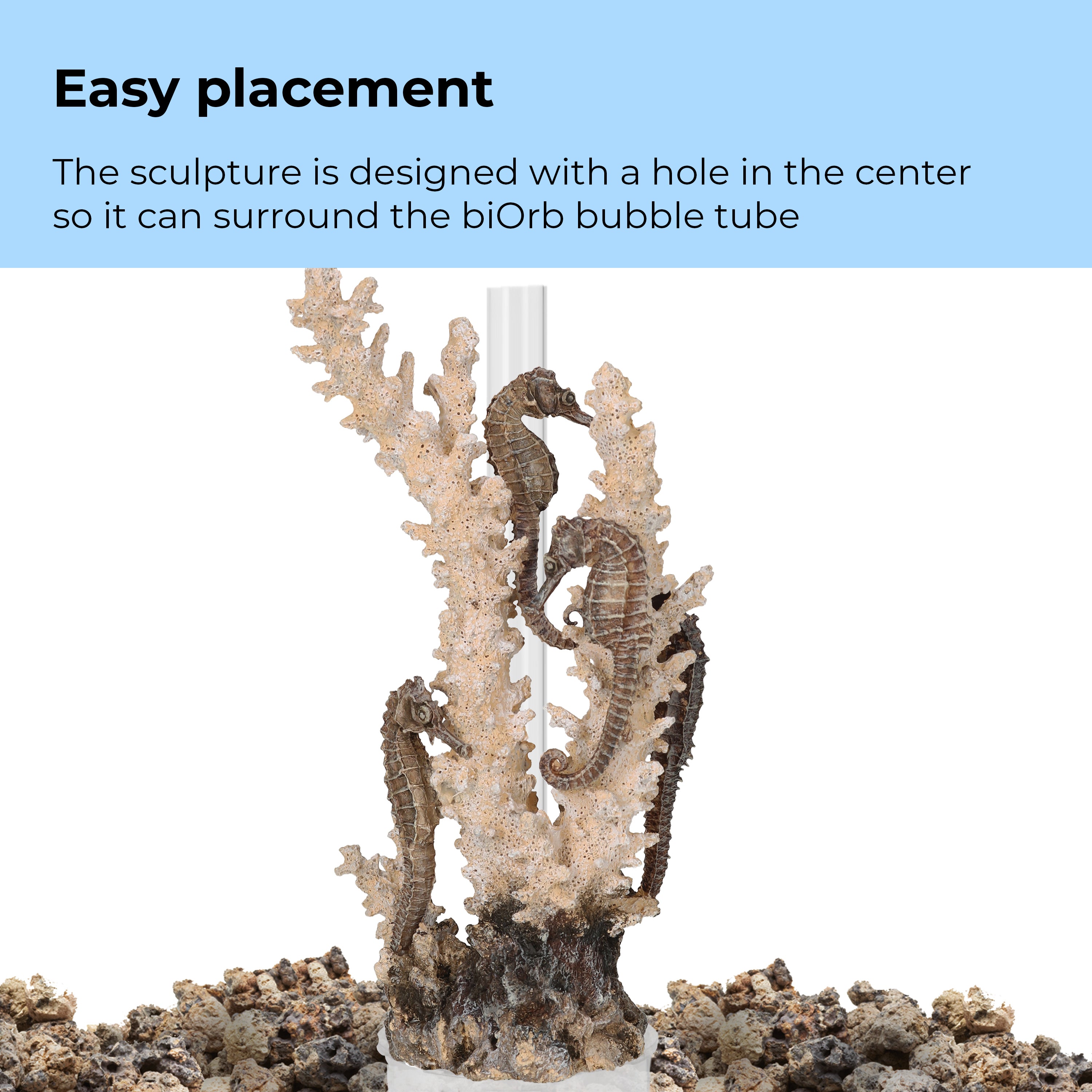 Medium Seahorses on Coral Sculpture - Easy placement