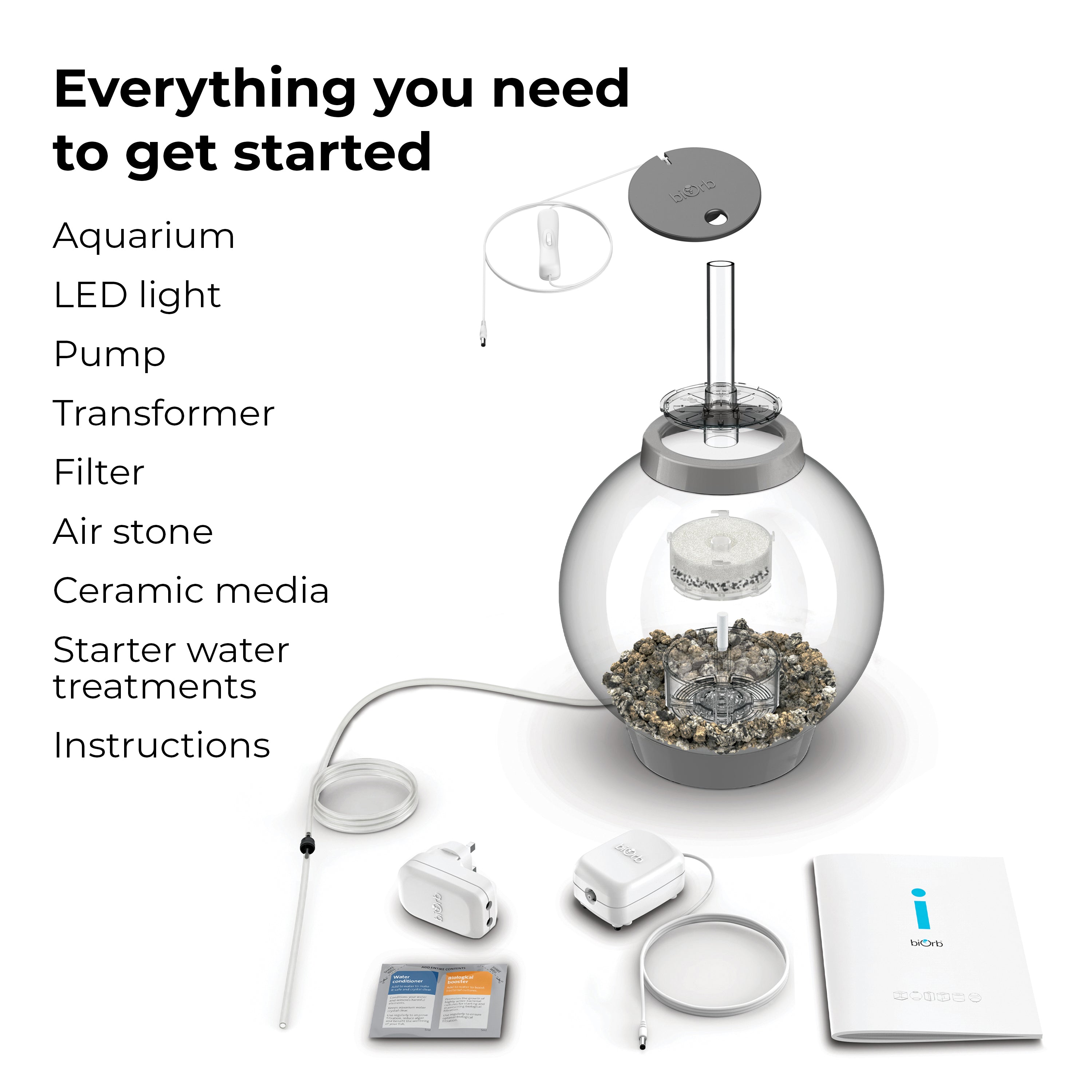 CLASSIC 15 Aquarium with Standard White LED Light - Everything you need to get started