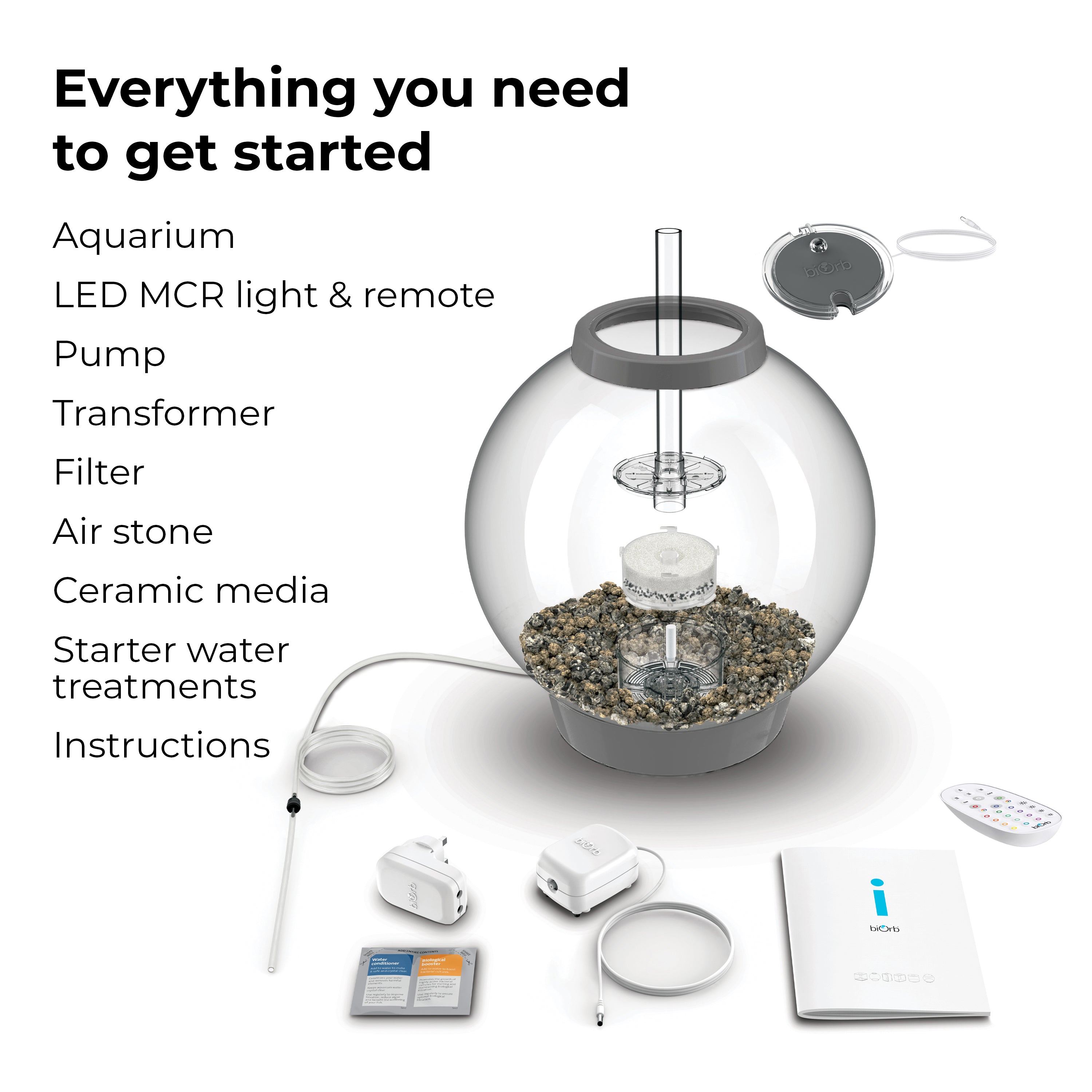 CLASSIC 30 Aquarium with Multi Colour LED Light - Everything you need to get started