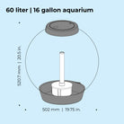 CLASSIC 60 Aquarium with Standard White LED Light - Dimensions