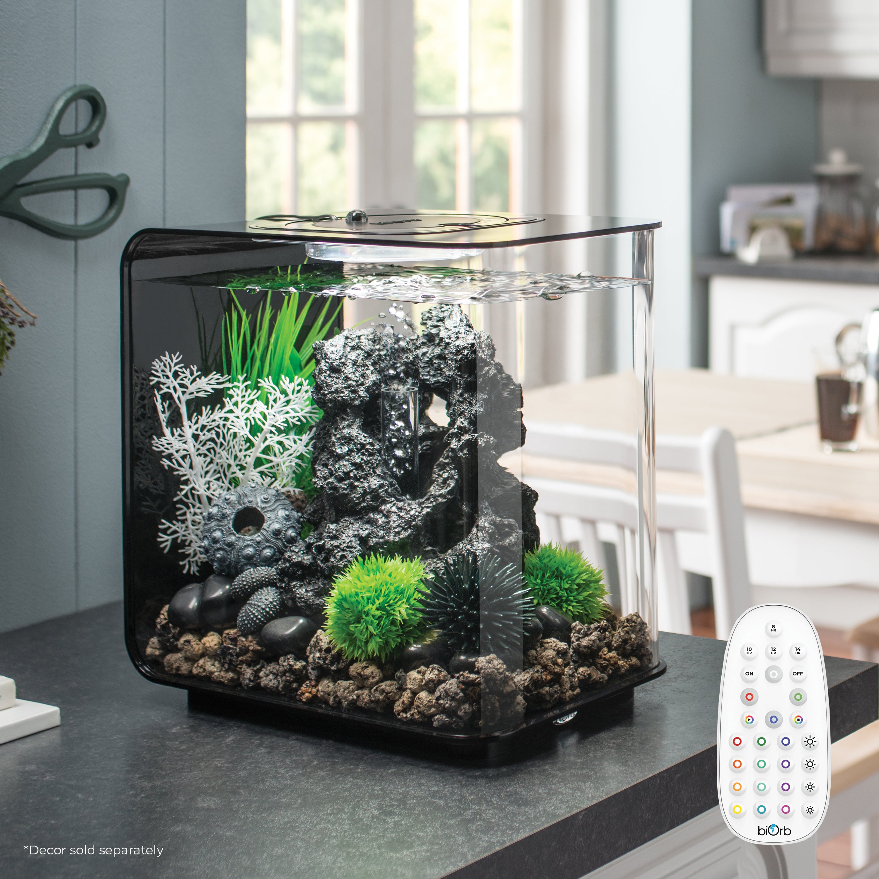 FLOW 15 Aquarium with Multi Colour LED Light - Black In Use