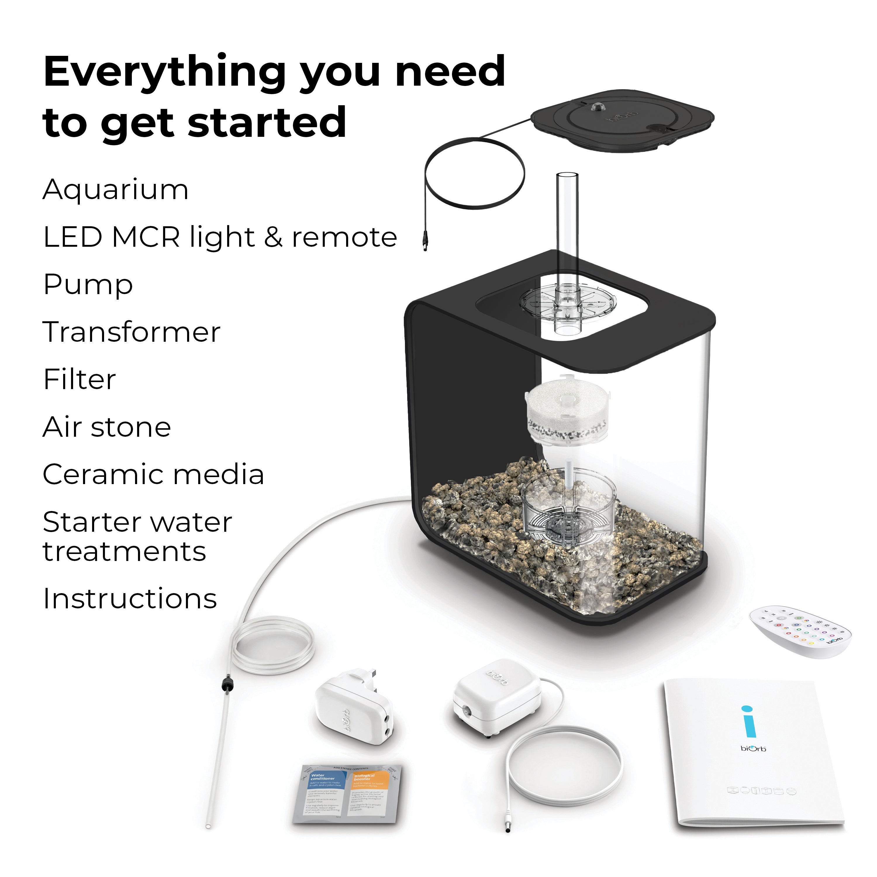 FLOW 15 Aquarium with Multi Colour LED Light - Everything you need to get started