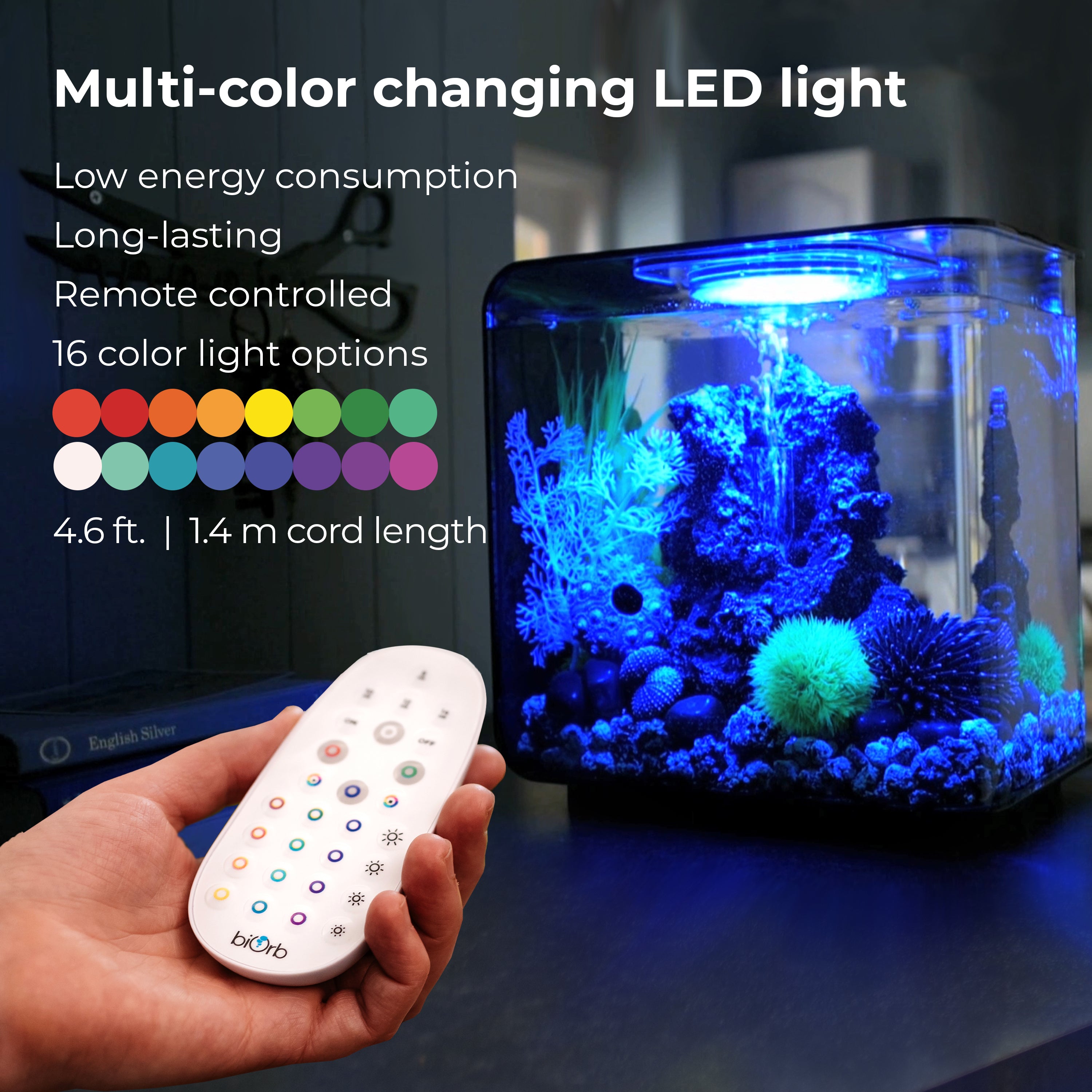 FLOW 15 Aquarium with Multi Colour LED Light - Multi-color changing LED light