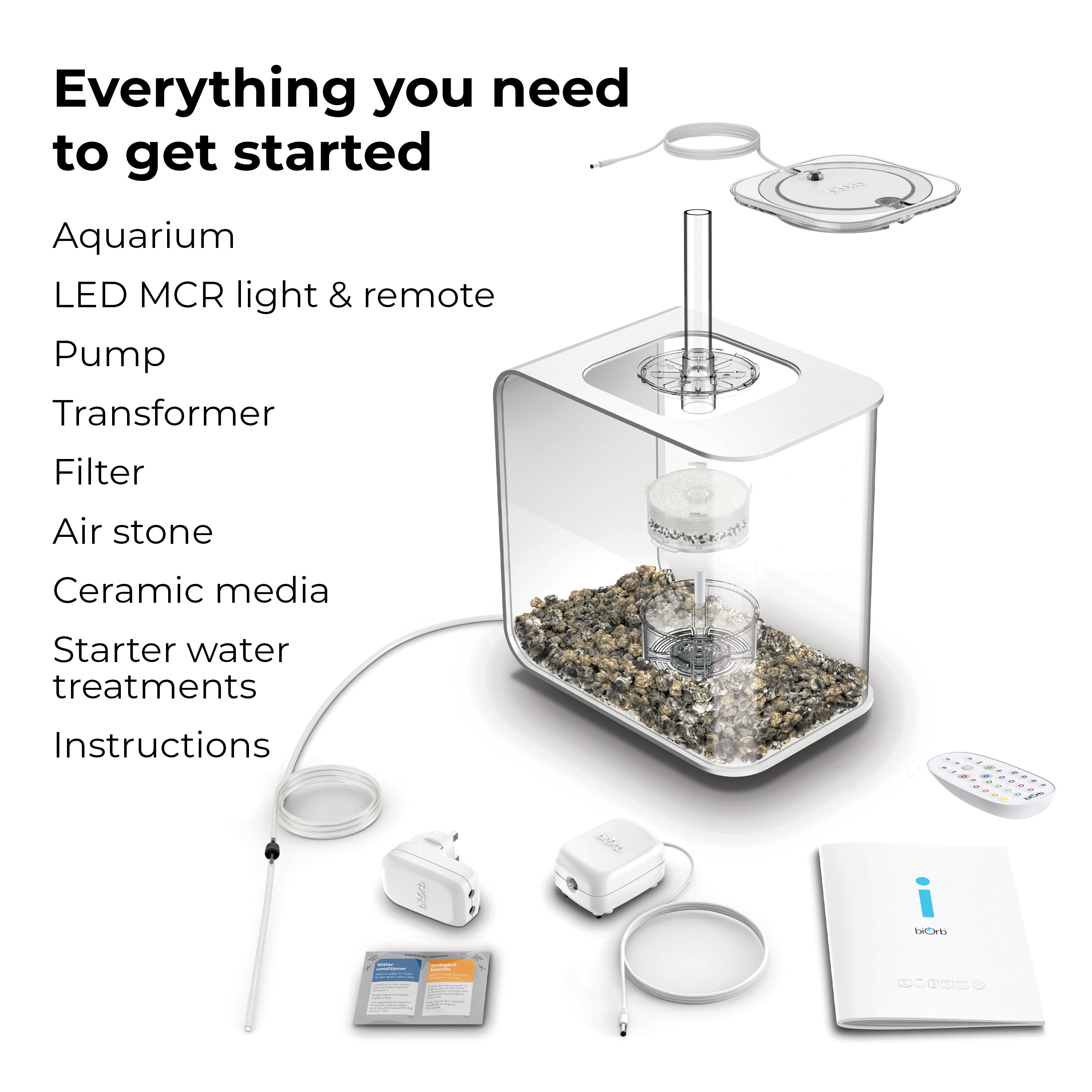 FLOW 15 Aquarium with Multi Colour LED Light - Everything you need to get started