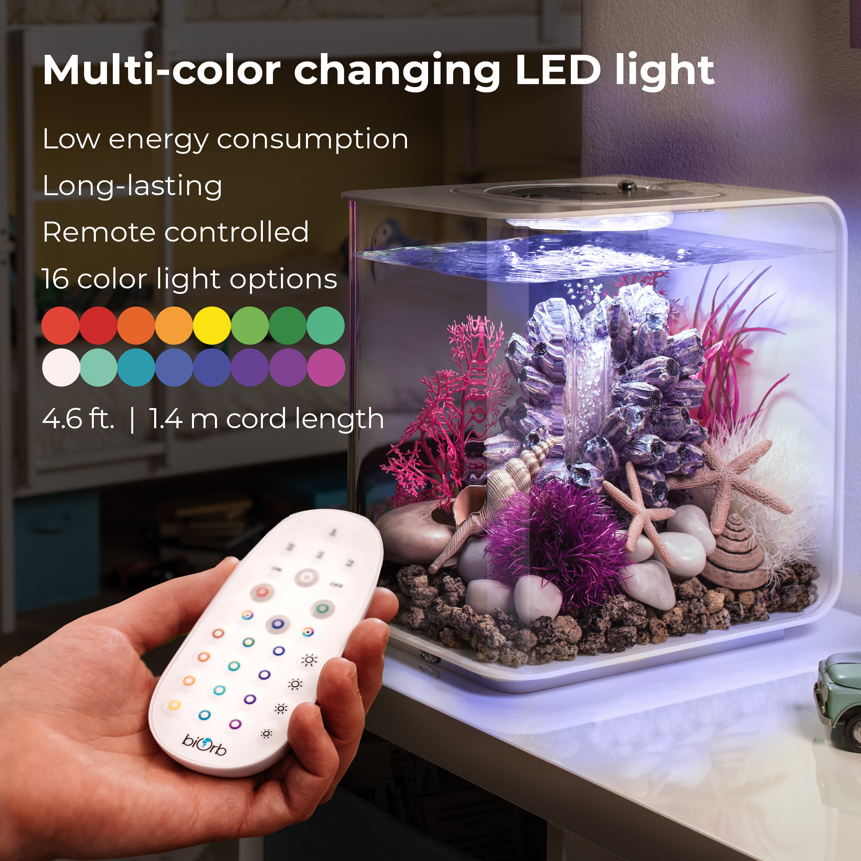 FLOW 15 Aquarium with Multi Colour LED Light - Multi-colour changing LED light