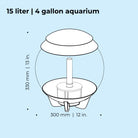 HALO 15 Aquarium with Multi Colour LED Light - Dimensions
