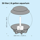 HALO 30 Aquarium with Multi Colour LED Light - Dimensions