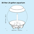 HALO 30 Aquarium with Multi Colour LED Light - Dimensions