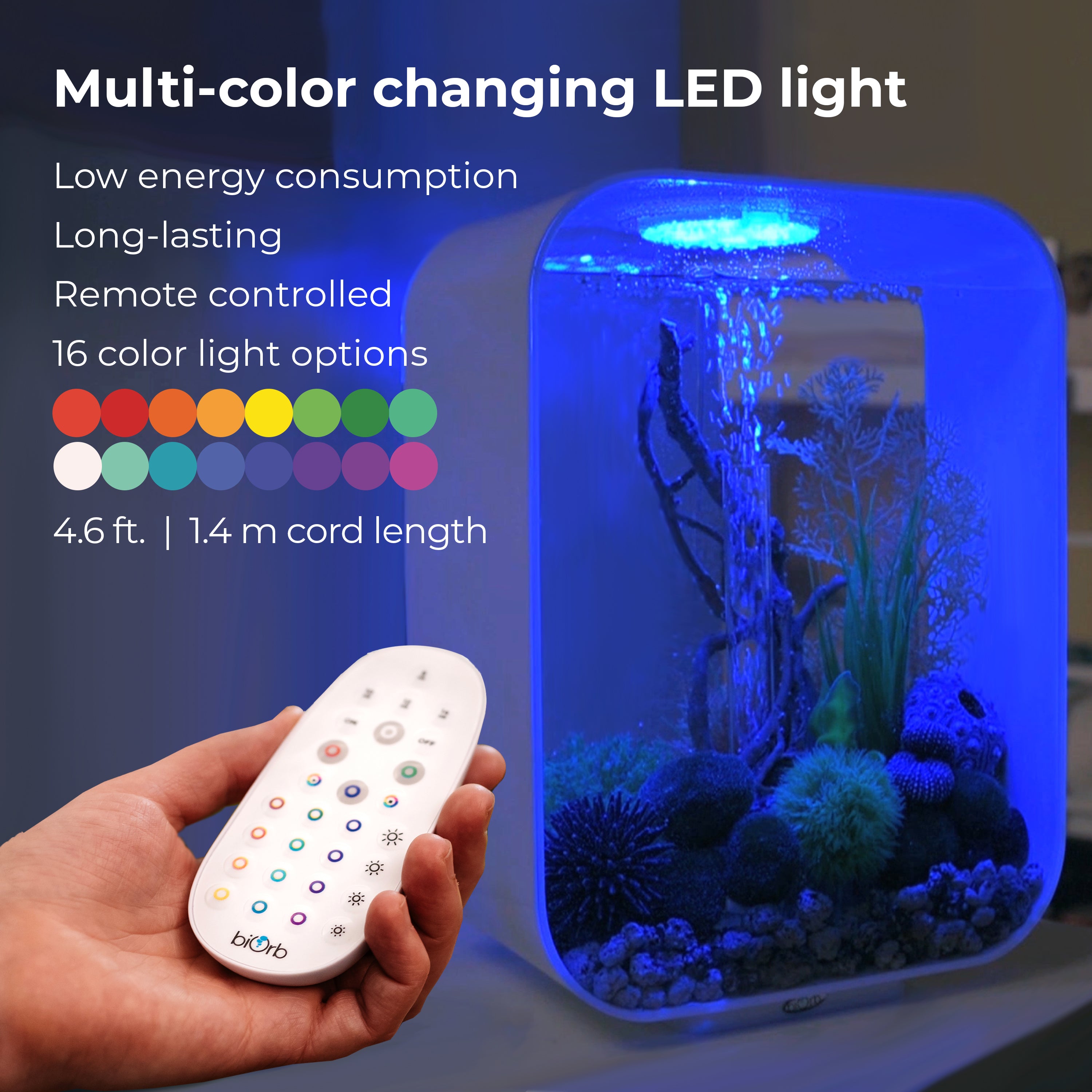 LIFE 15 Aquarium with Multi Colour LED Light - Multi-colour changing LED light