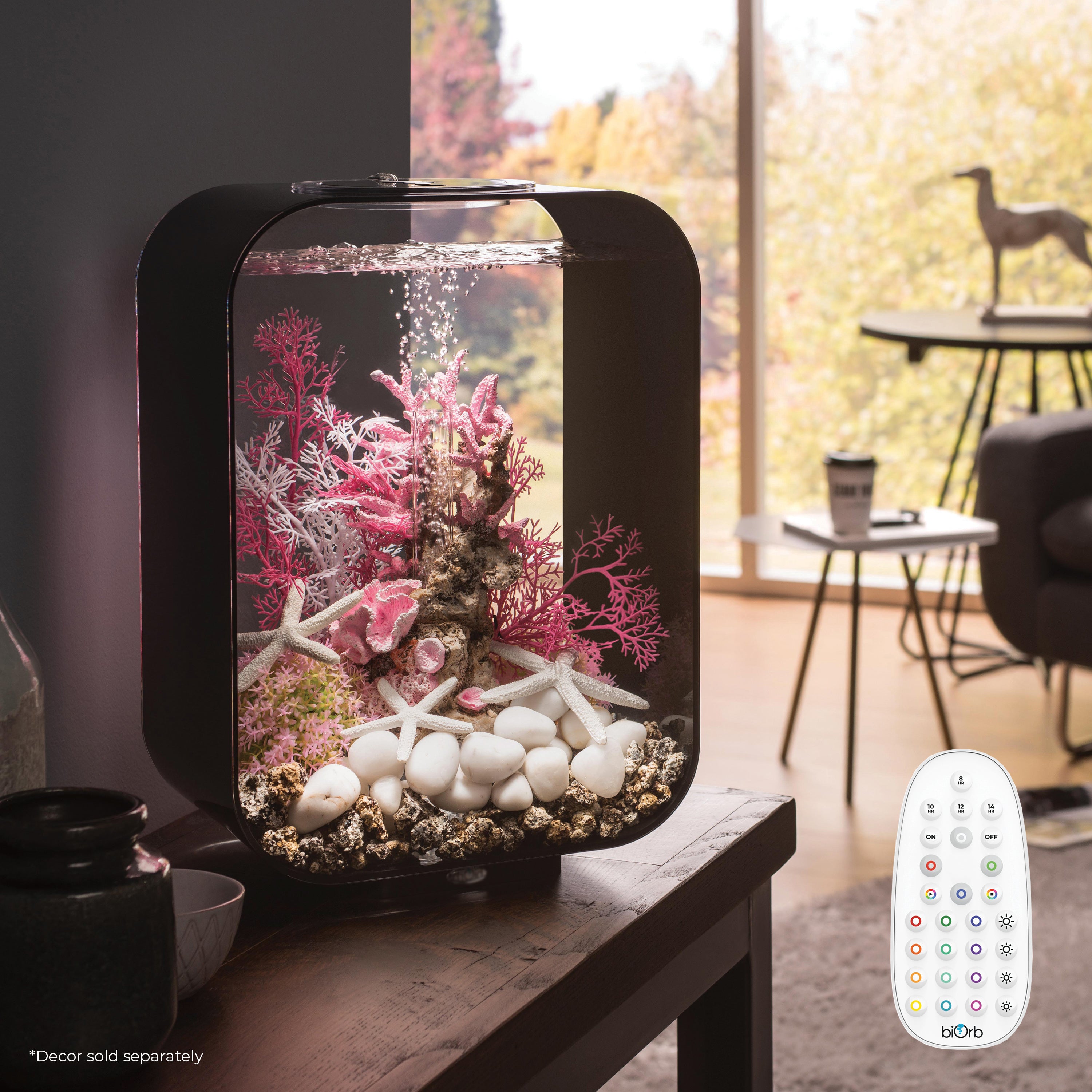 LIFE 15 Aquarium with Multi Colour LED Light - Black In Use