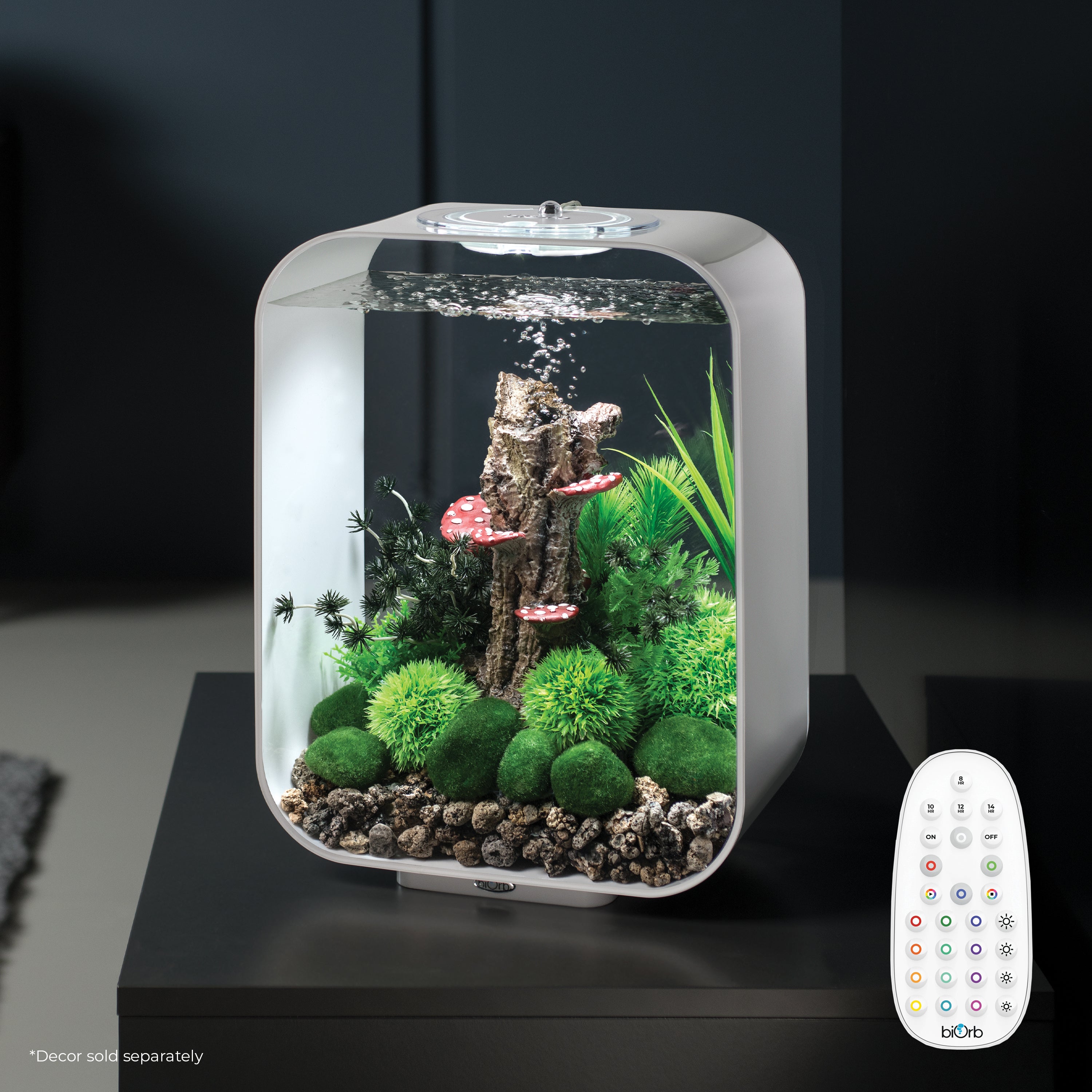 LIFE 15 Aquarium with Multi Colour LED Light - White In Use