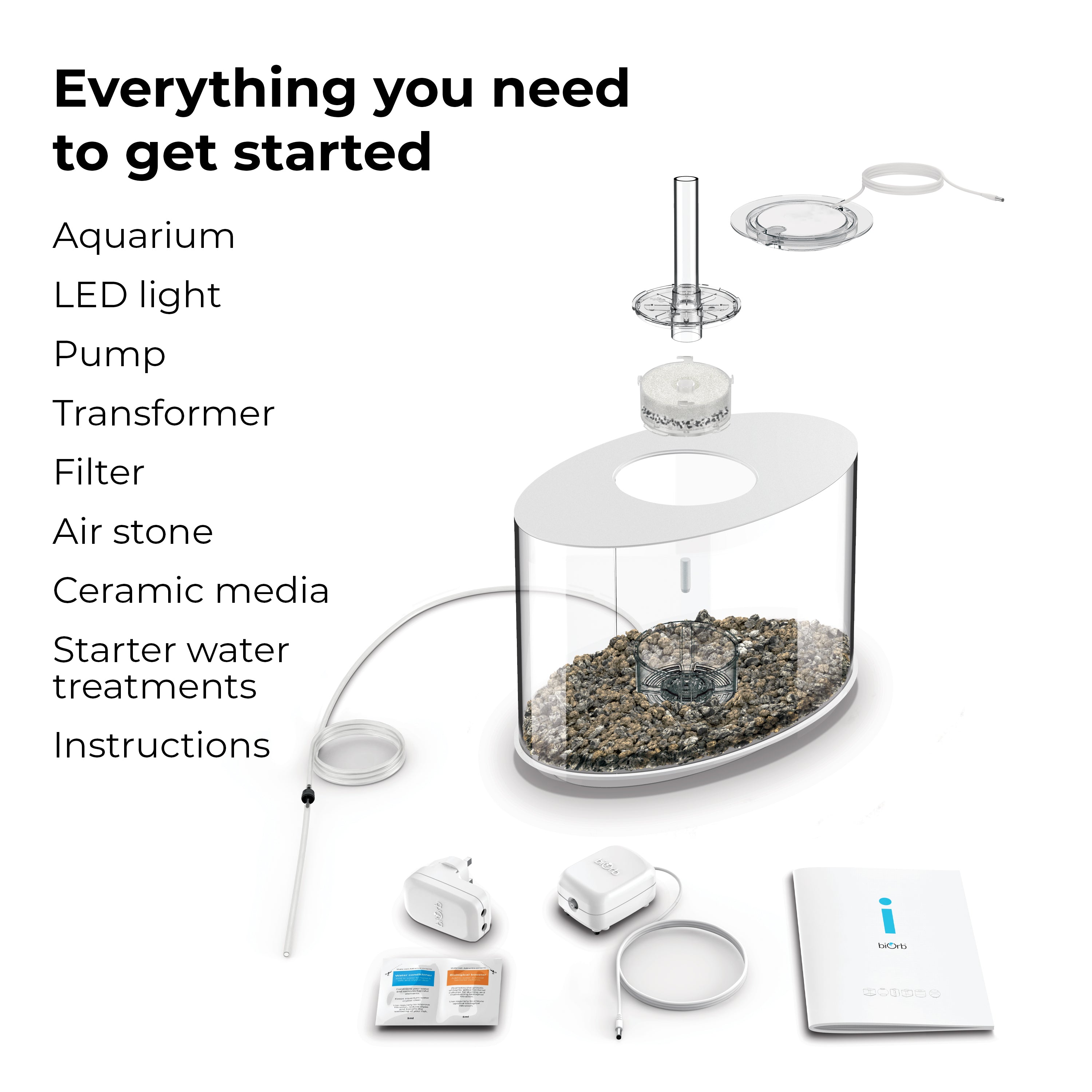 LOOP 15 Aquarium with Standard White LED Light - Everything you need to get started