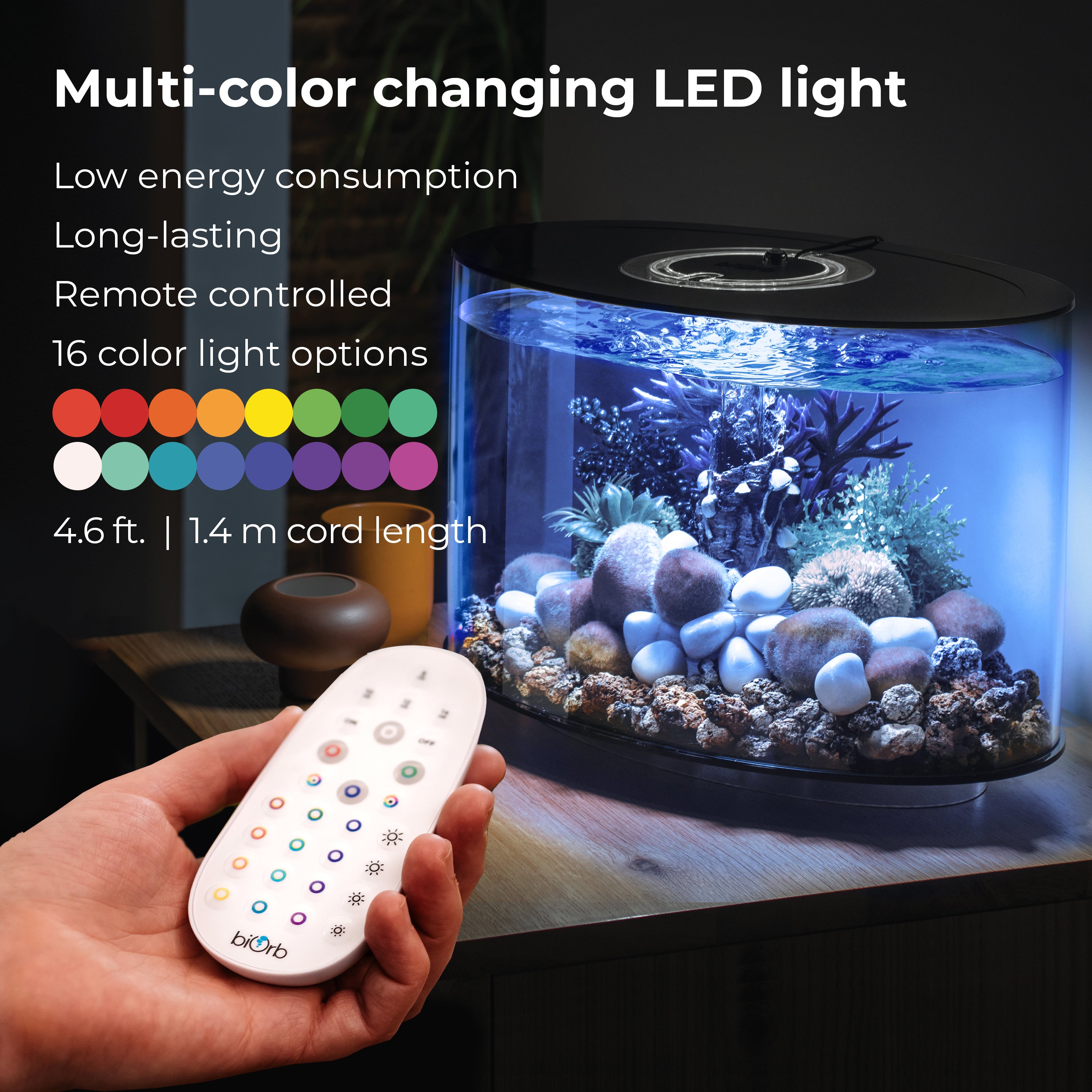 LOOP 15 Aquarium with Multi Colour LED Light - Multi-colour changing LED light