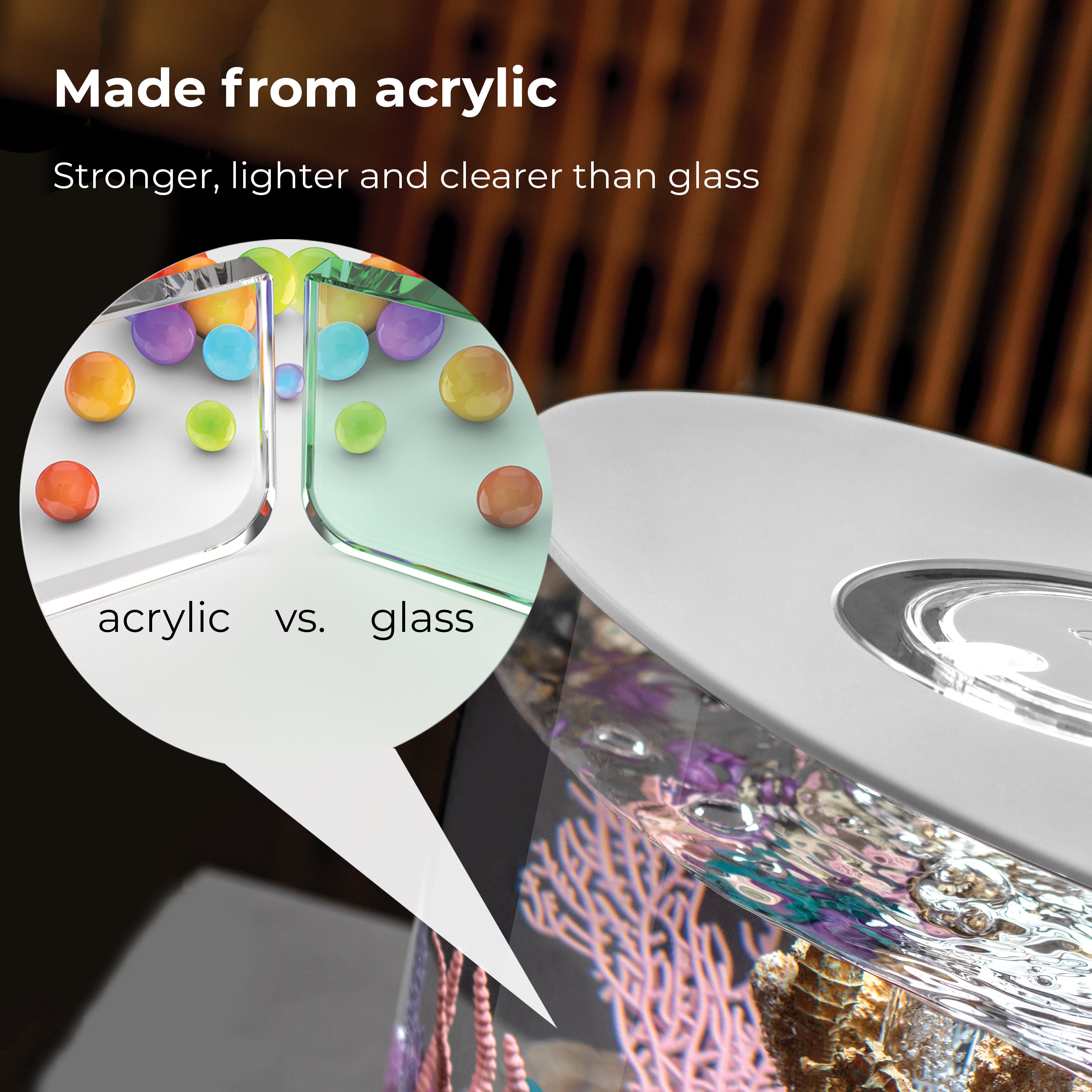 LOOP 15 Aquarium with Multi Colour LED Light - Made from acrylic