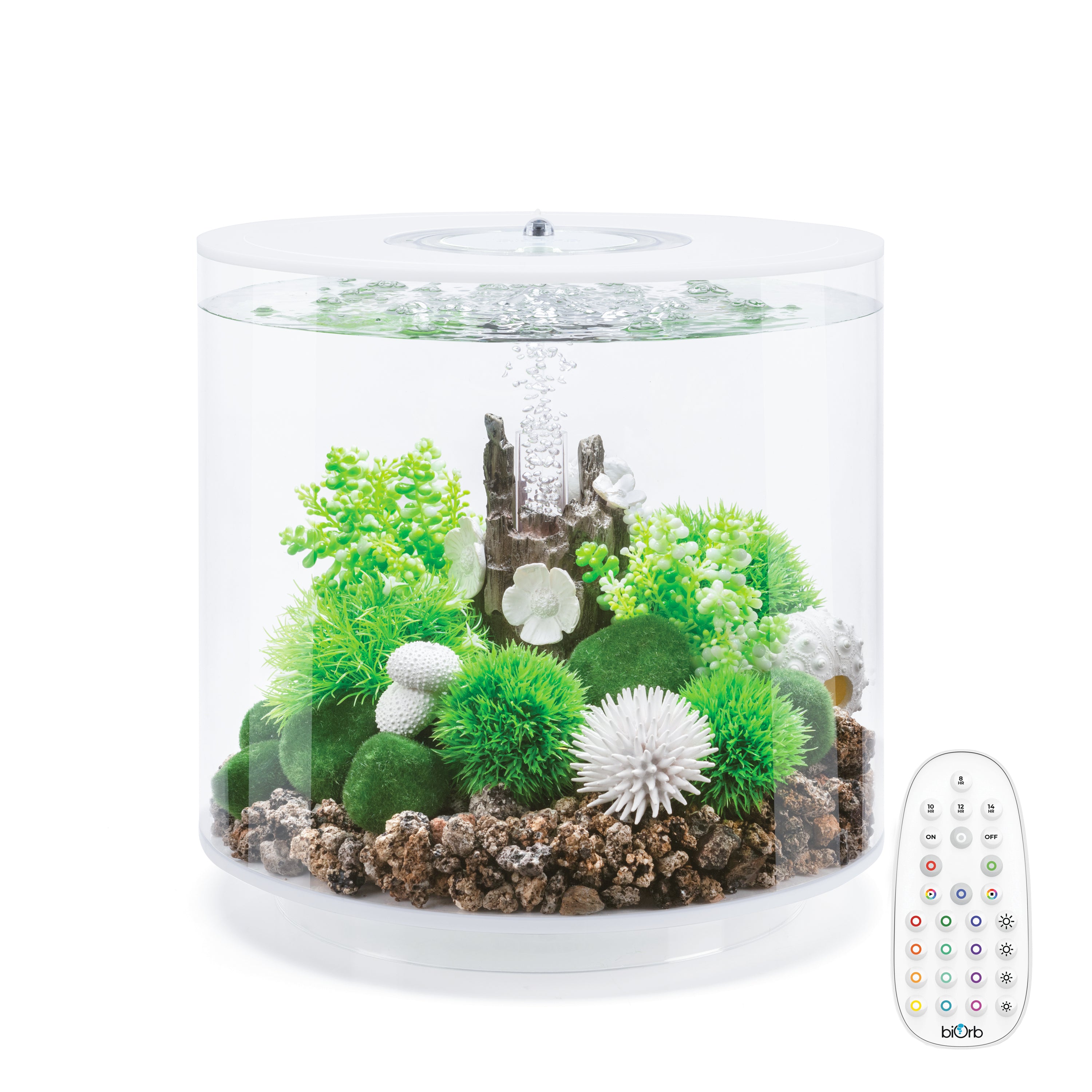 TUBE 15 Aquarium with Multi Colour LED Light - White