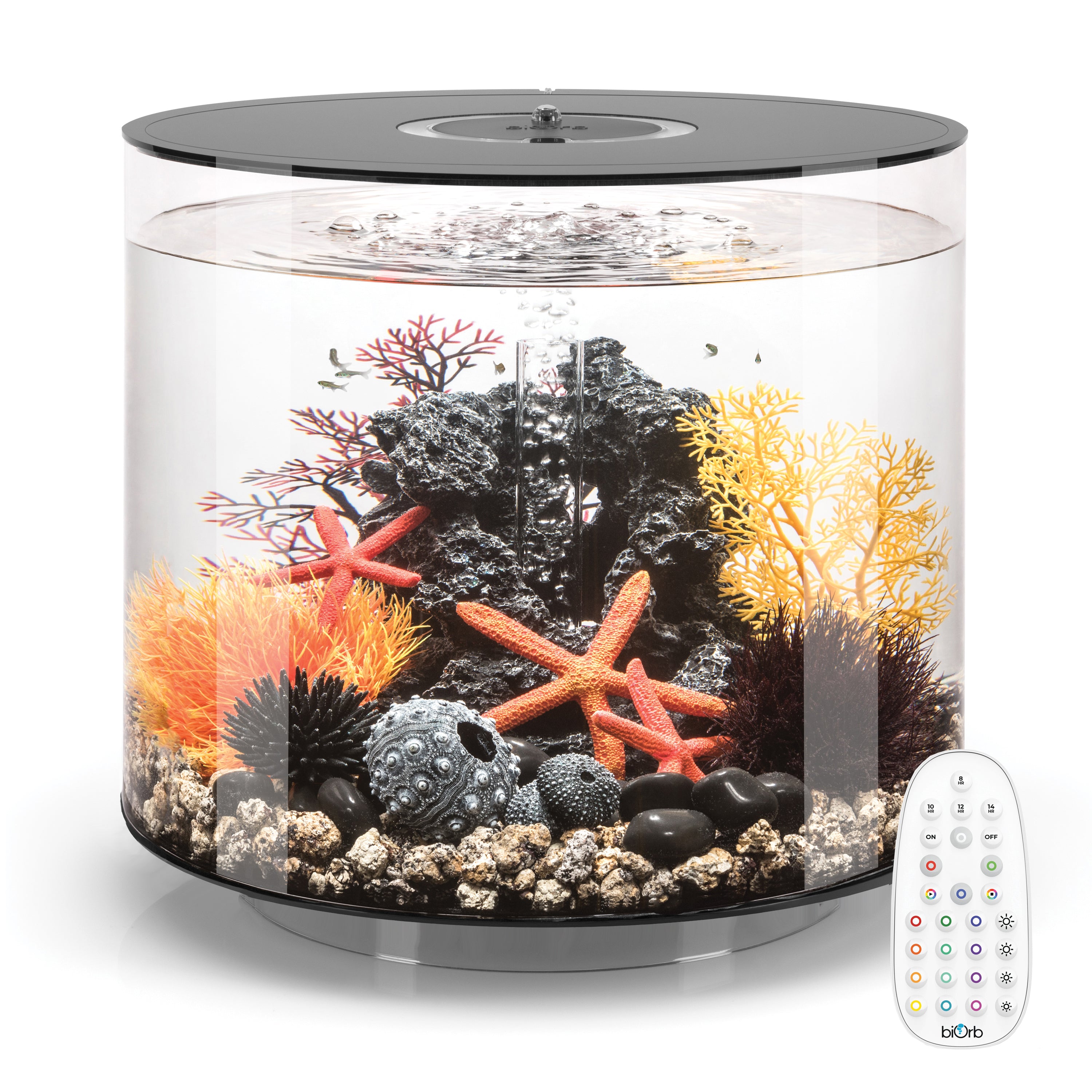 TUBE 35 Aquarium with Multi Colour LED Light - Black