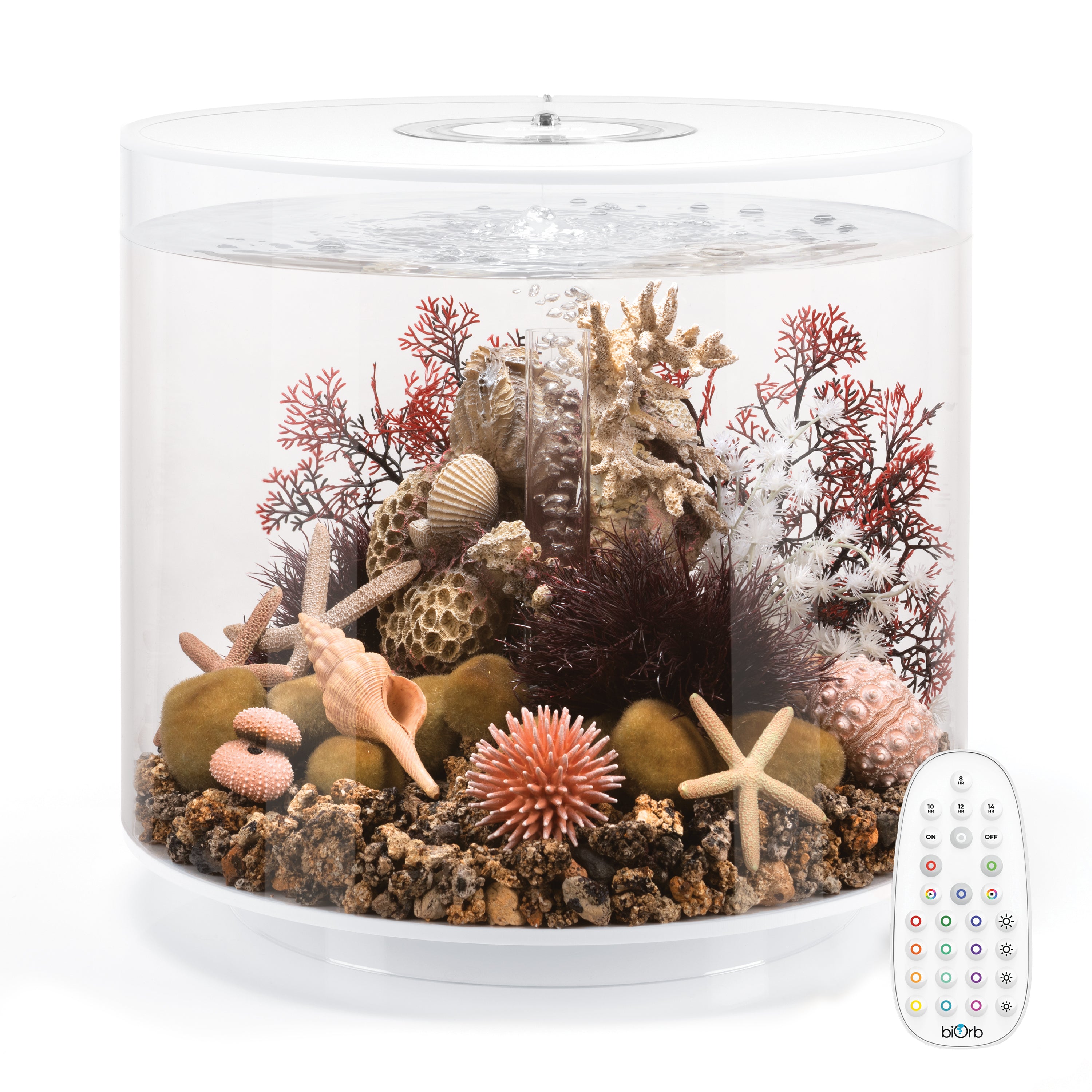 TUBE 35 Aquarium with Multi Colour LED Light - White