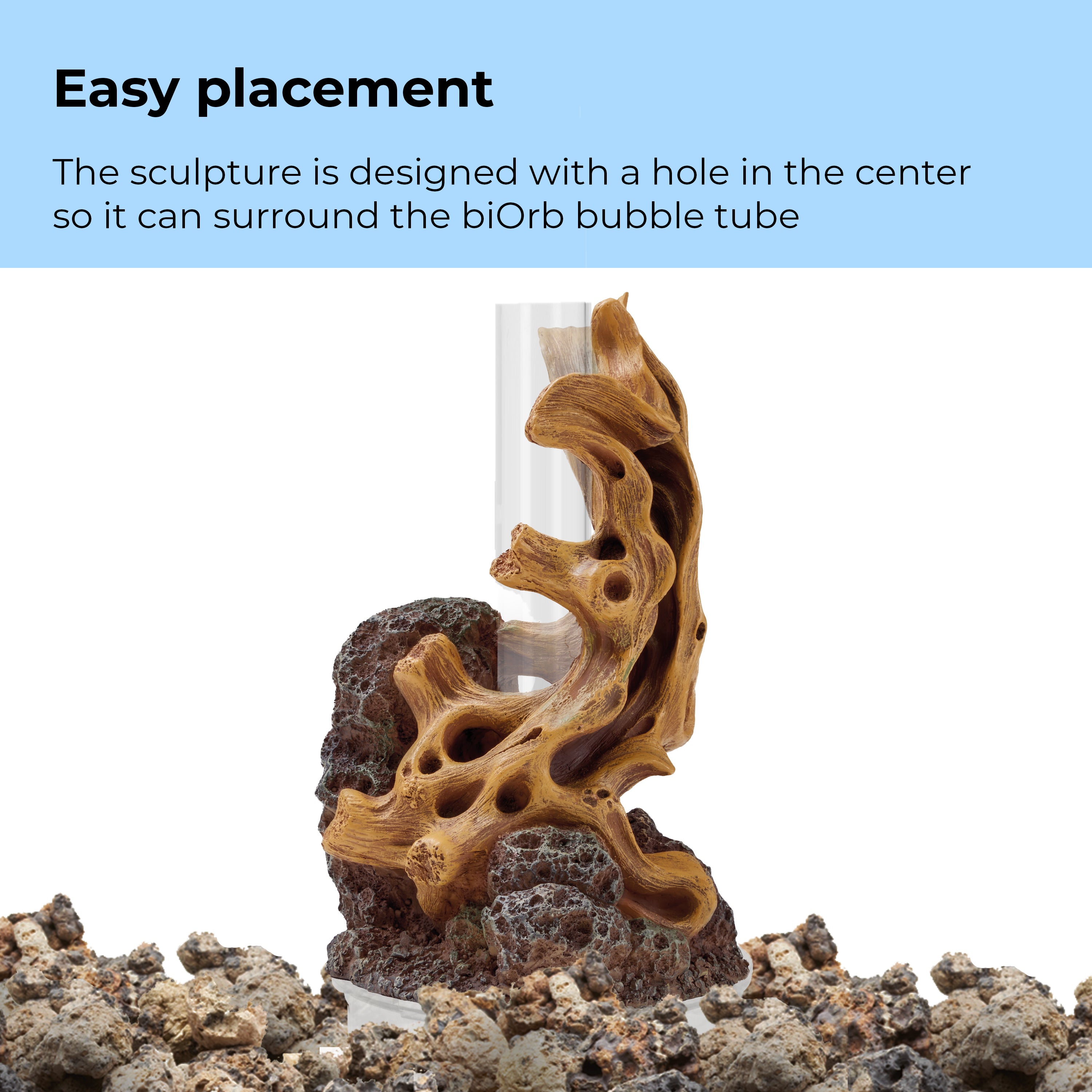 Wood on Stone Sculpture Easy Placement