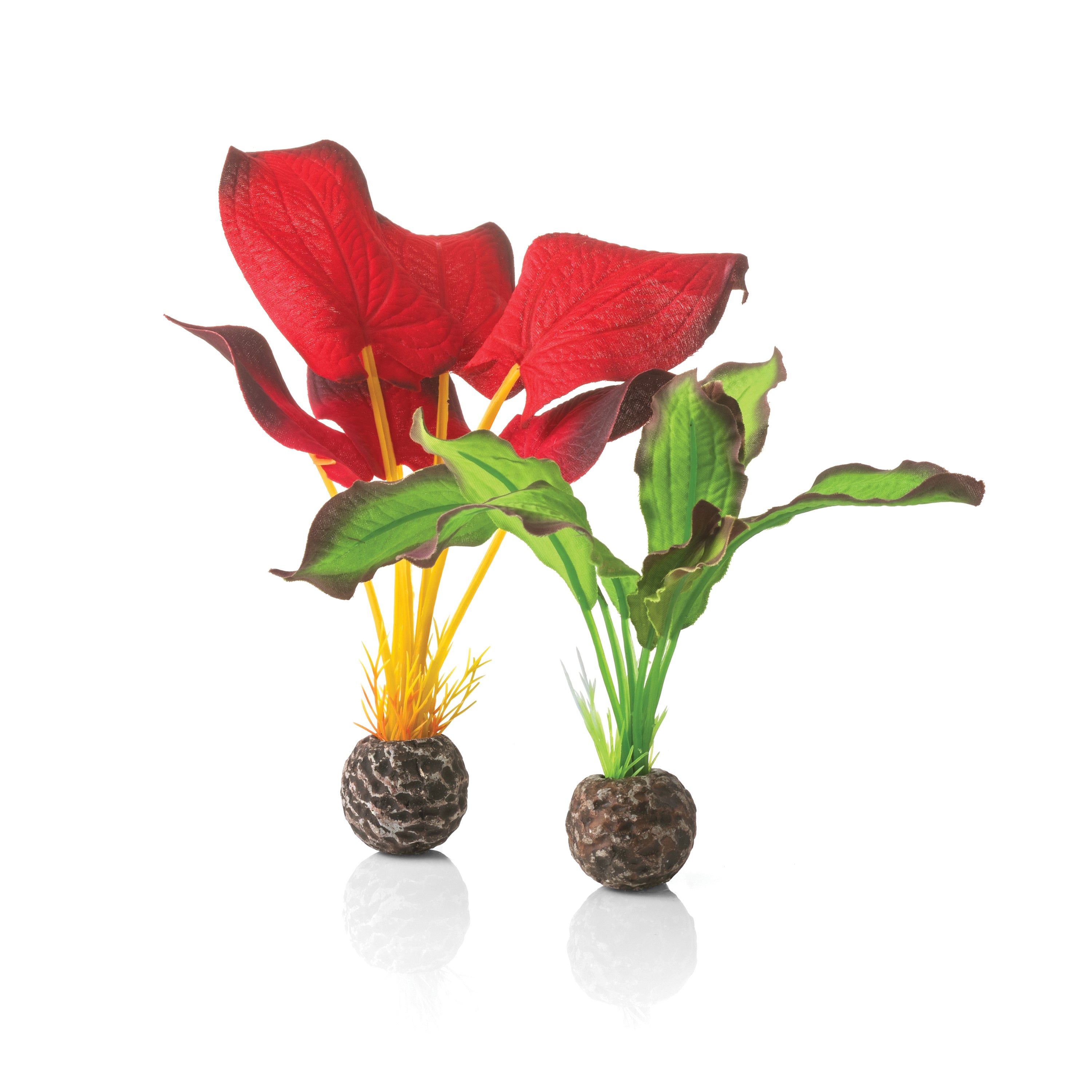 Small Green & Red Silk Plant Set of 2