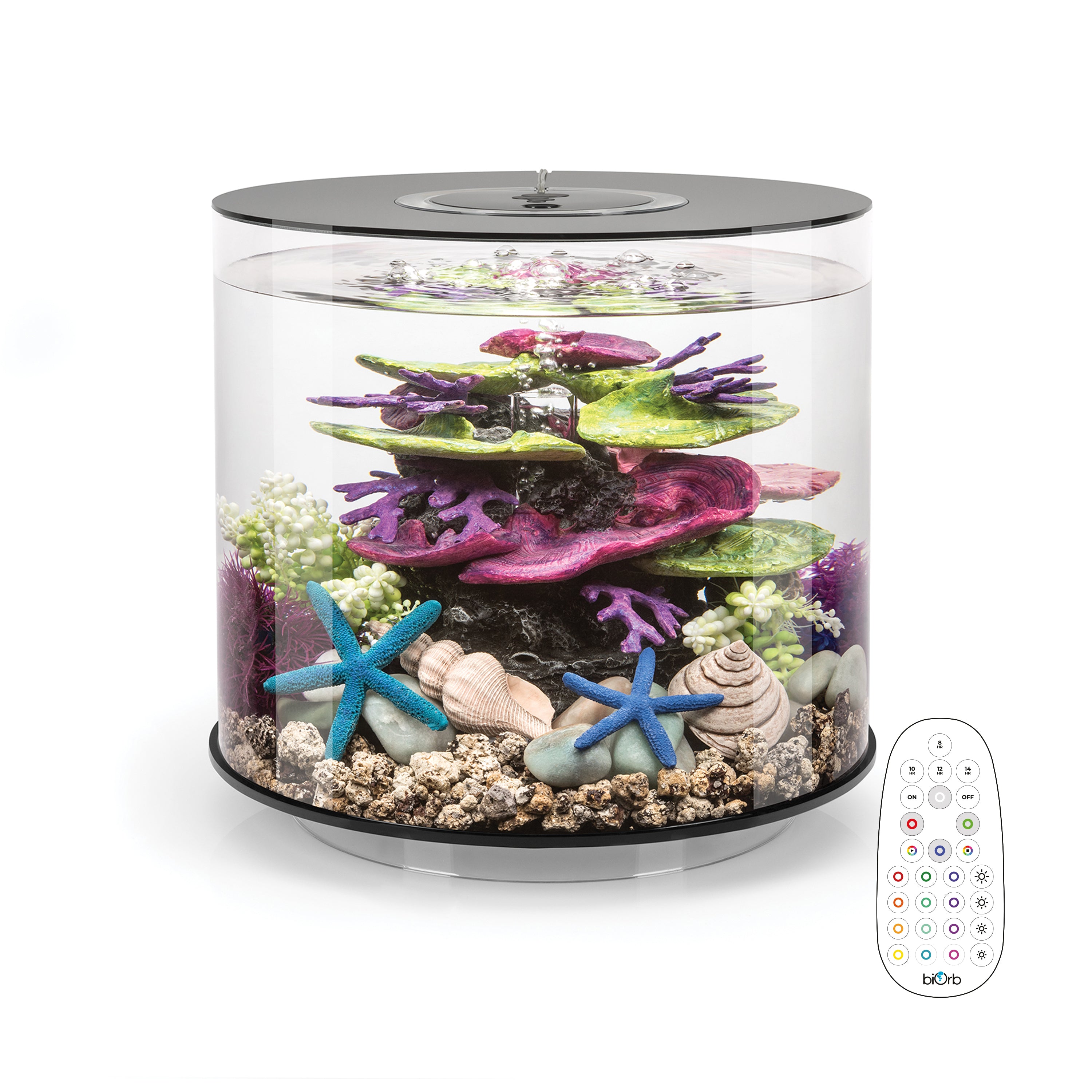 TUBE 15 Aquarium with Multi Colour LED Light - Black
