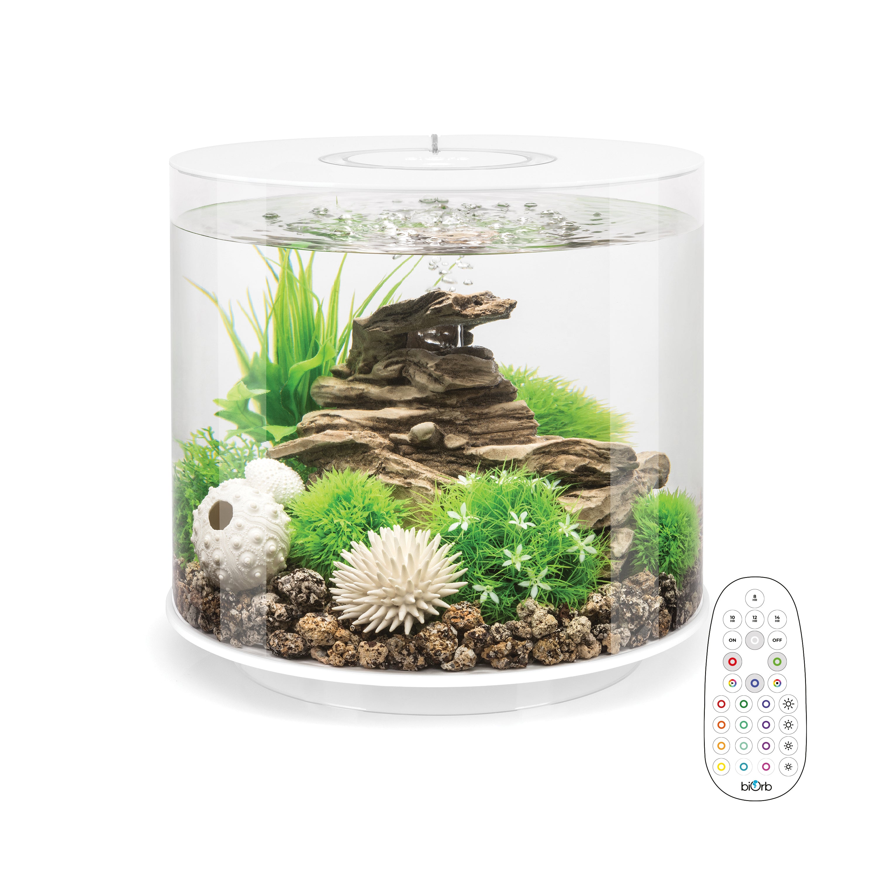 TUBE 15 Aquarium with Multi Colour LED Light - White