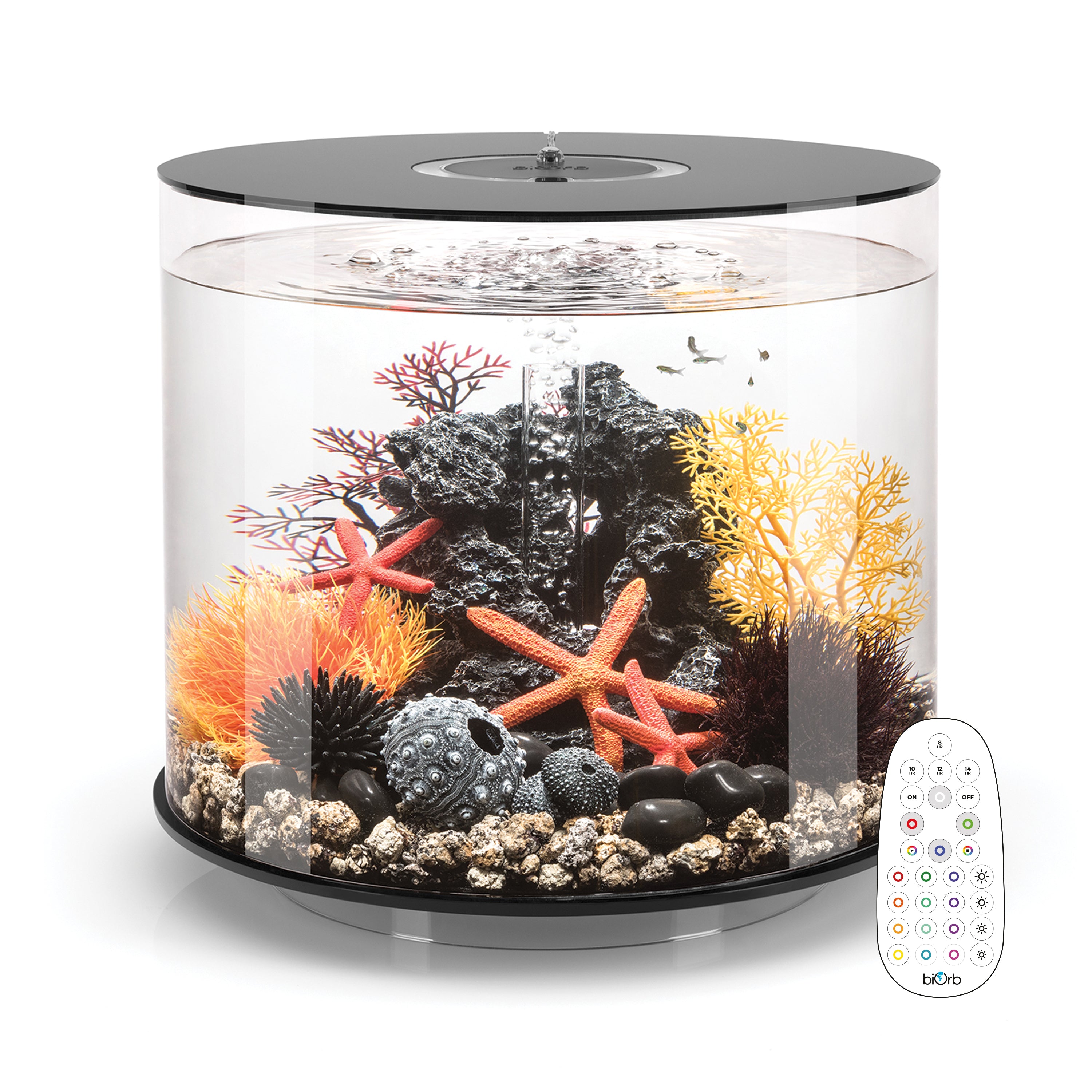 TUBE 35 Aquarium with Multi Colour LED Light - Black