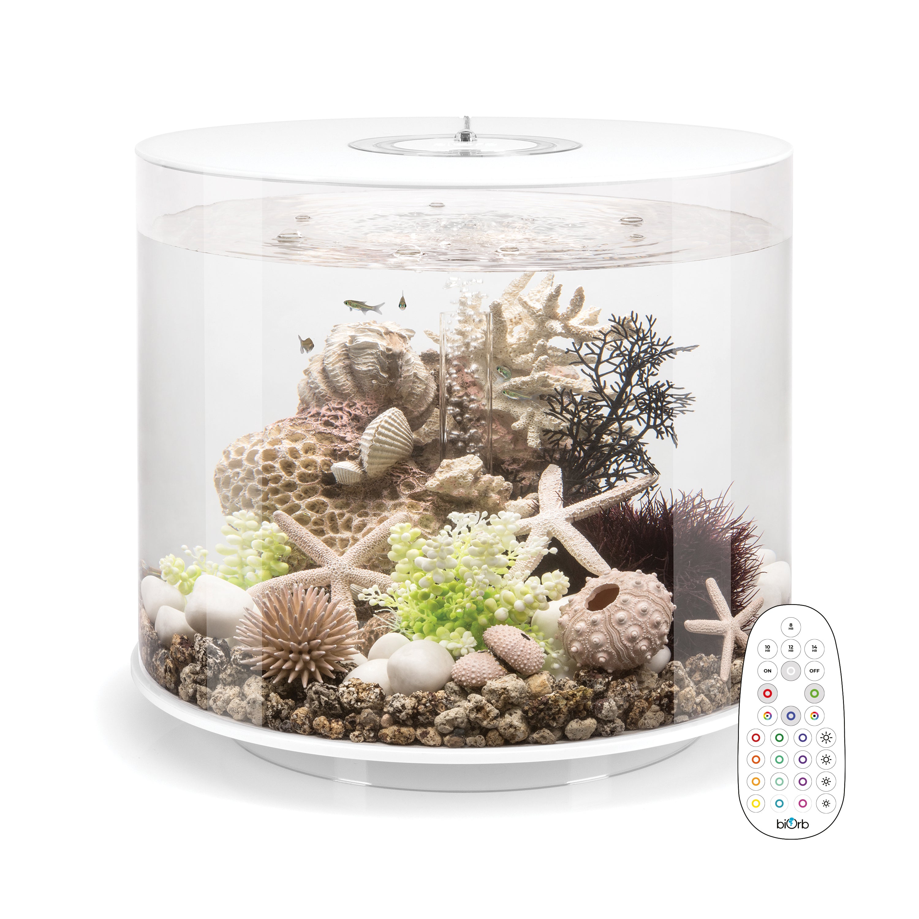 TUBE 35 Aquarium with Multi Colour LED Light - White