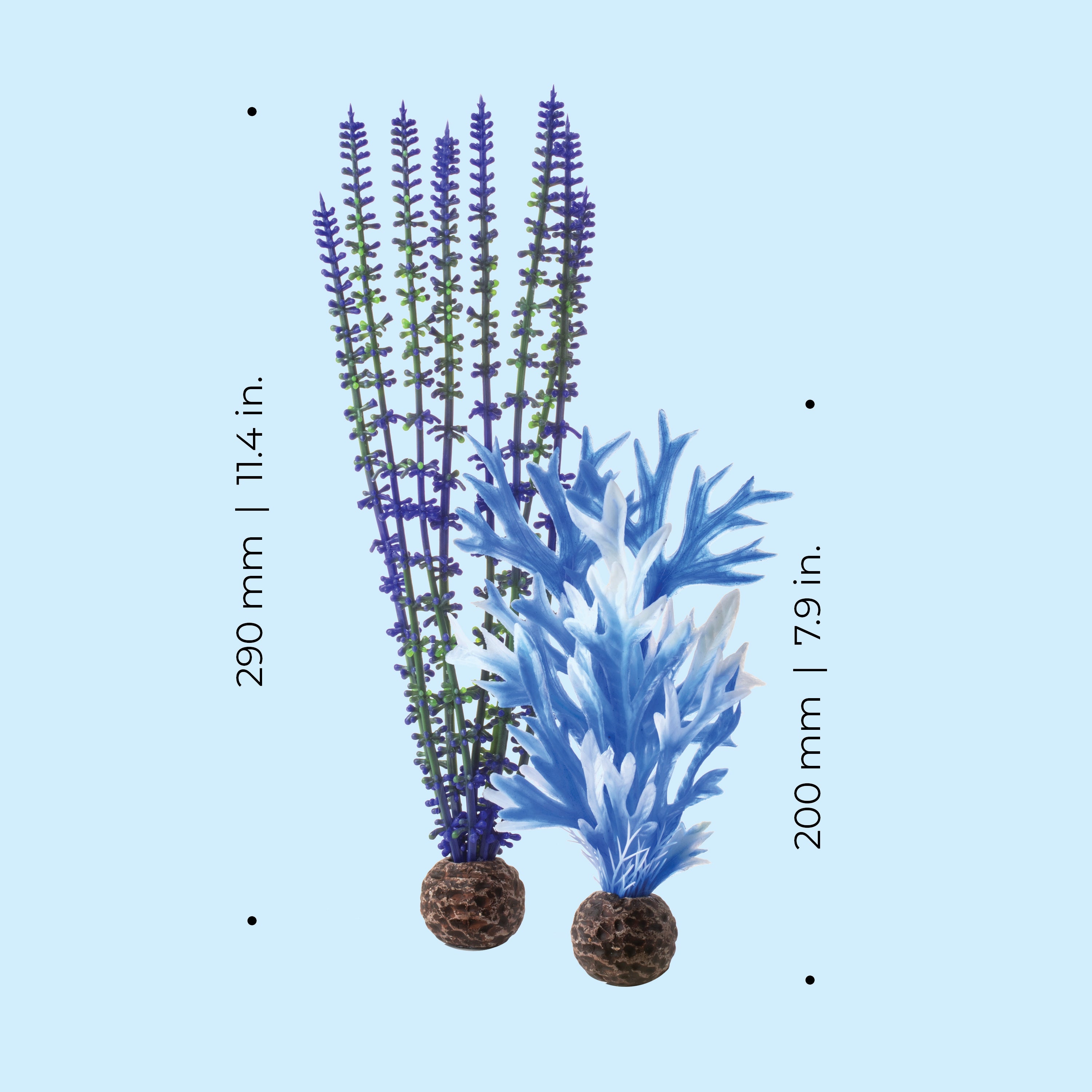 Medium Blue & Purple Plant Set of 2 - Dimensions