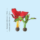 Small Green & Red Silk Plant Set of 2 Dimensions