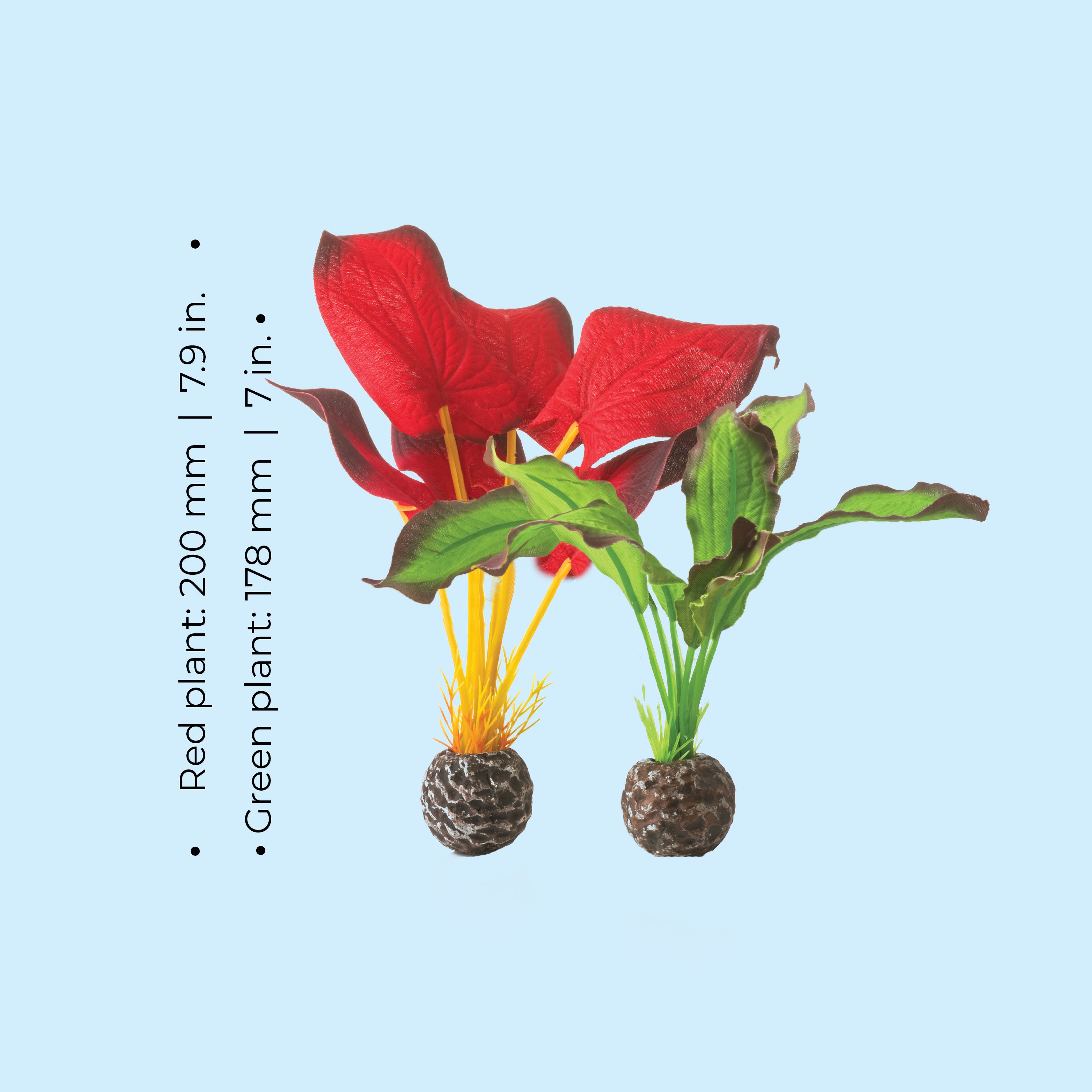Small Green & Red Silk Plant Set of 2 Dimensions