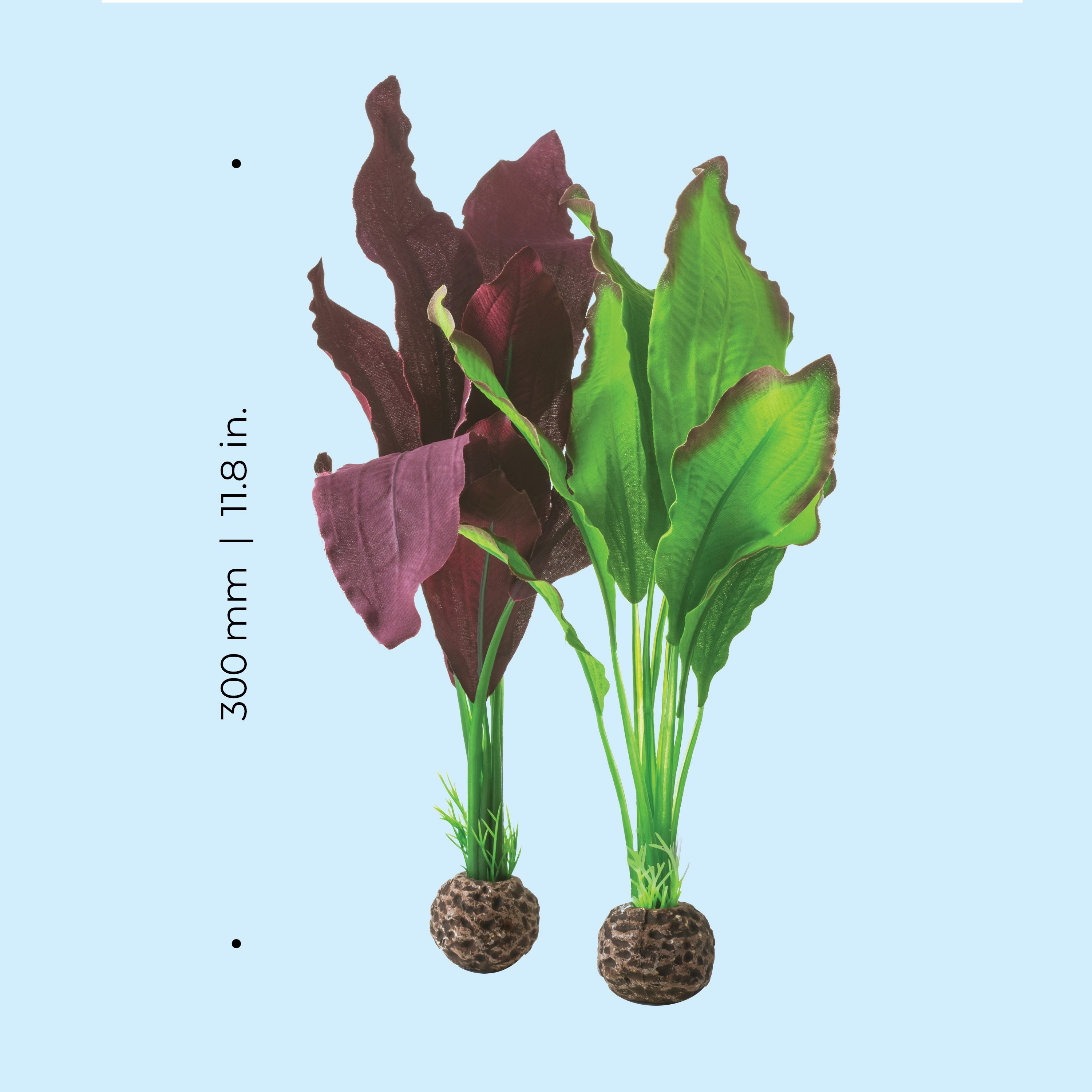 Medium Green & Purple Silk Plant Set of 2 - Dimensions