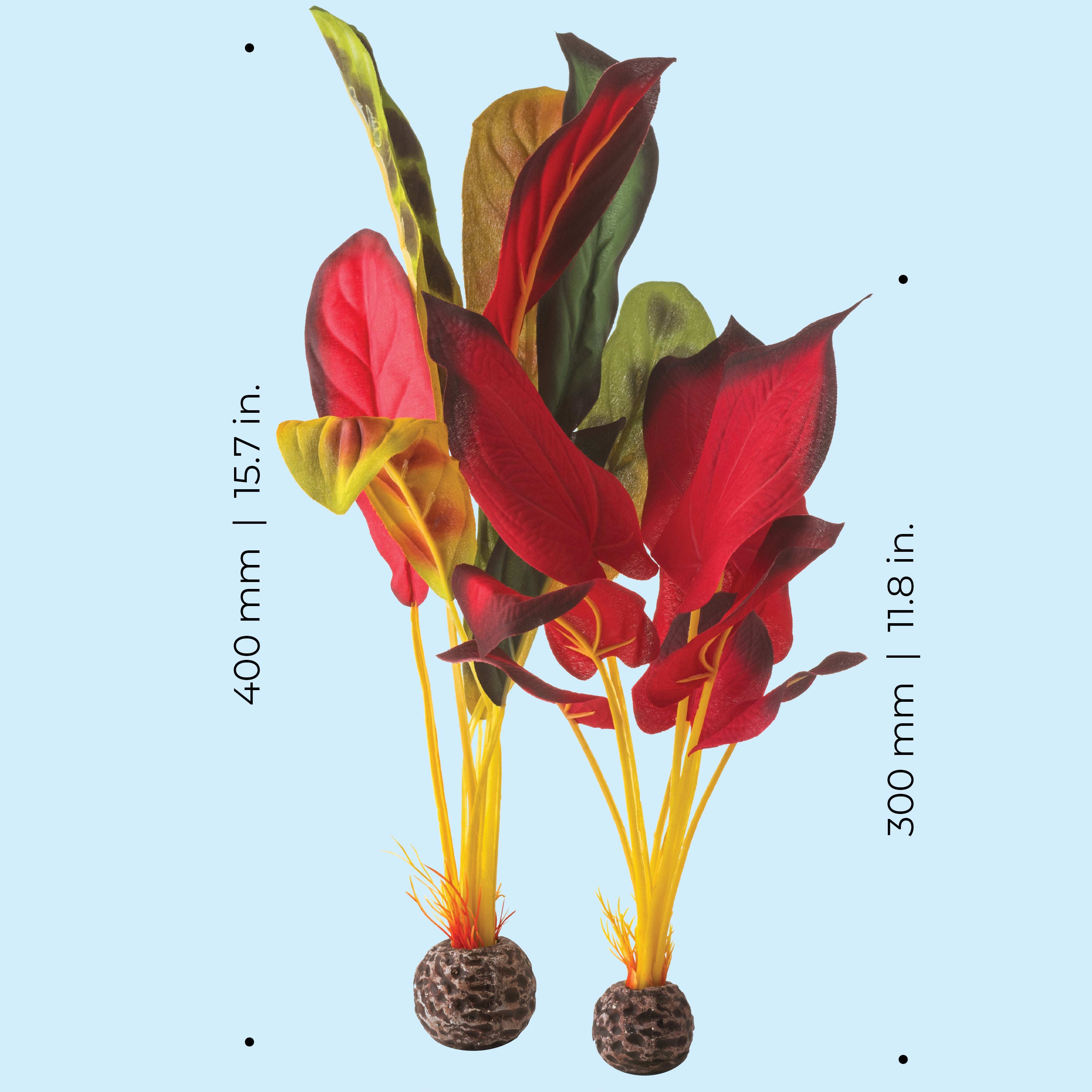 Large Green & Red Silk Plant Set of 2 - Dimensions