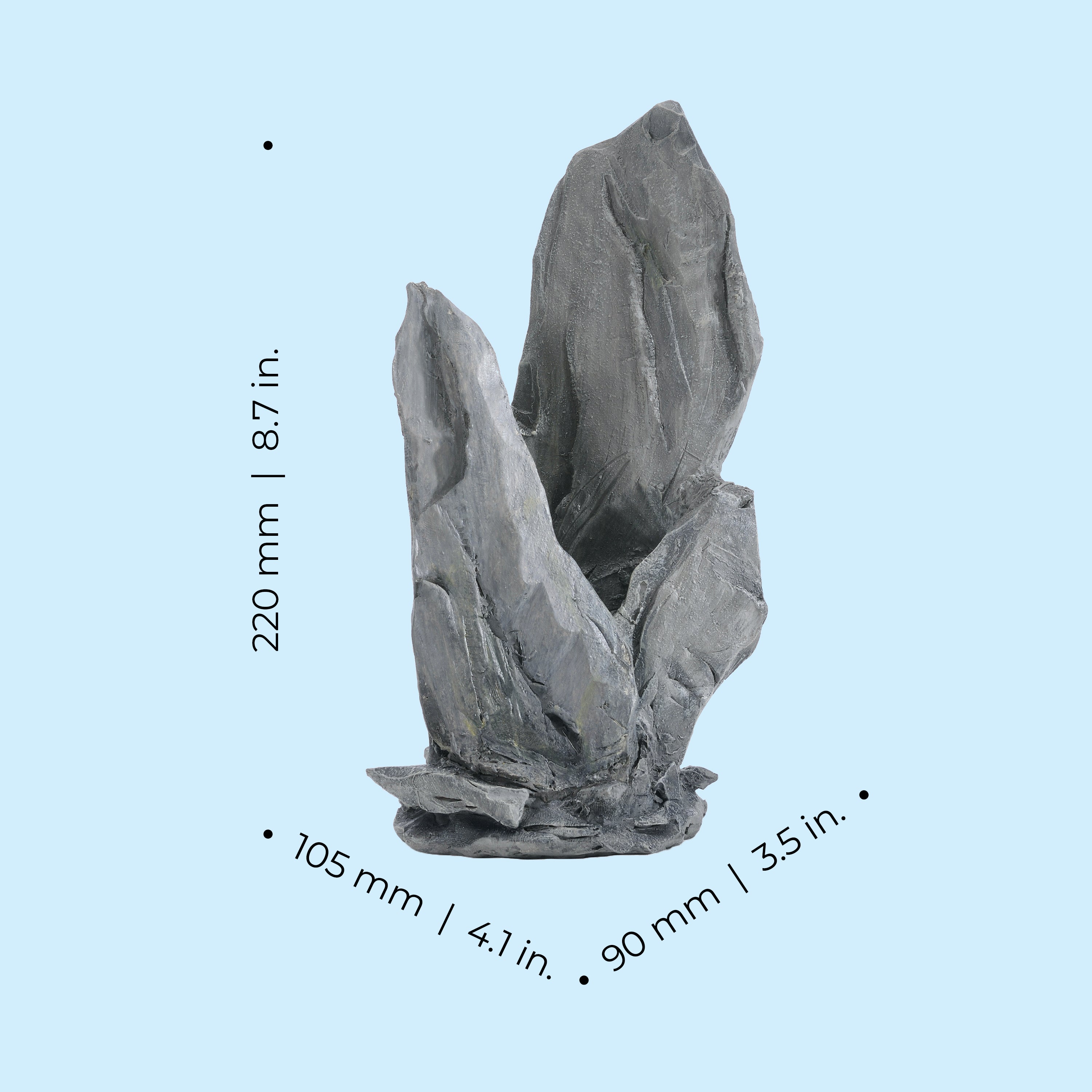 Medium Grey Slate Stack Sculpture - Dimensions