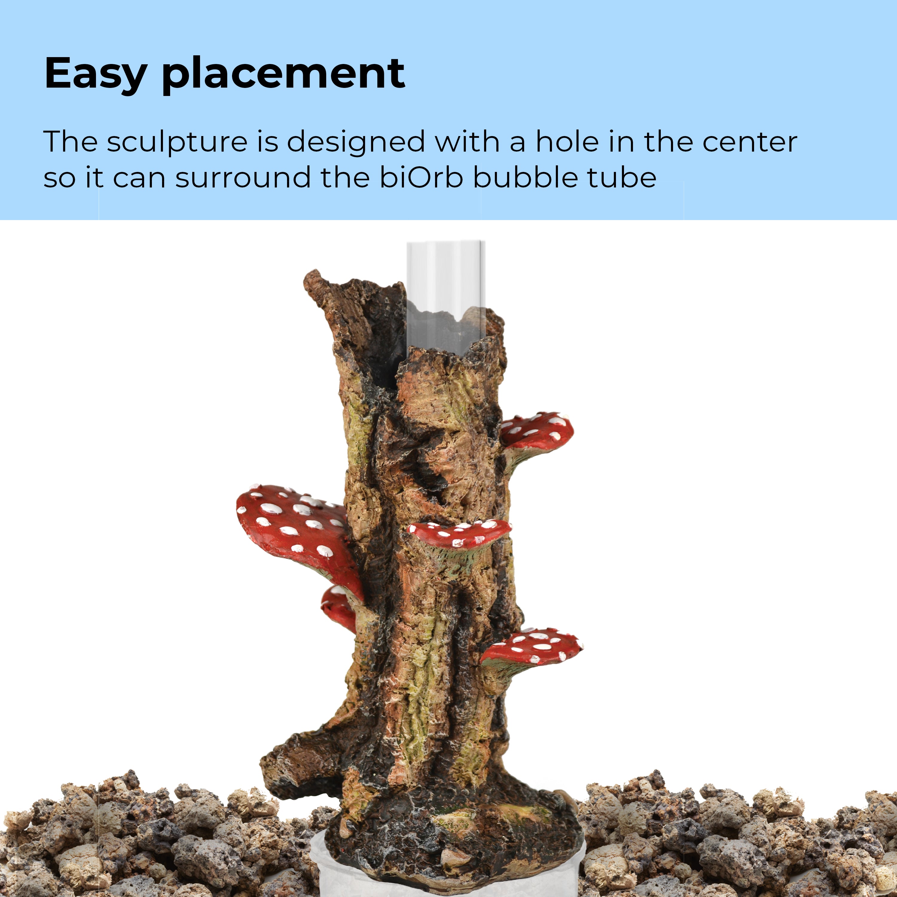 Mushroom on Trunk Sculpture - Easy placement