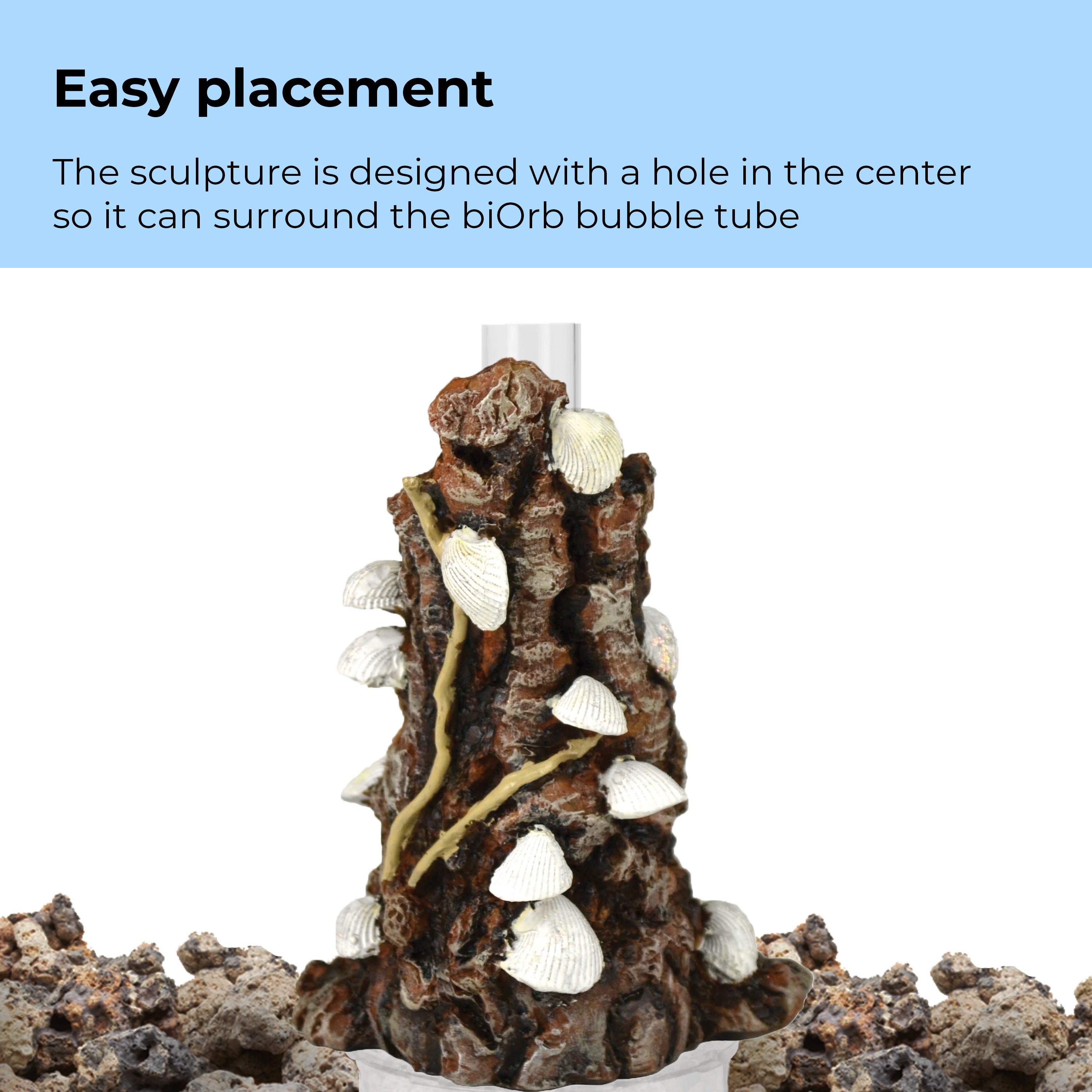 Small Shells on Bark Sculpture - Easy placement