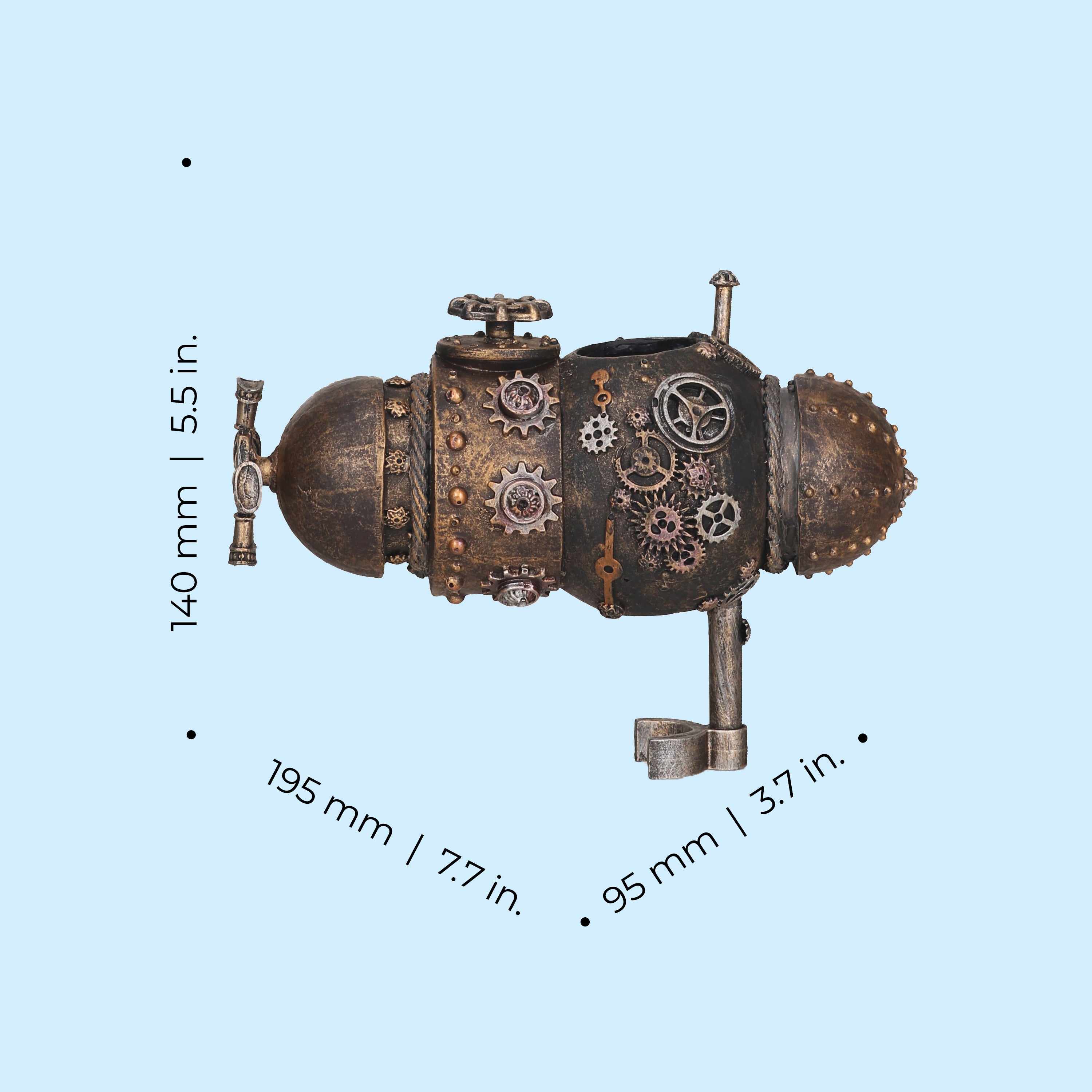 Medium Submarine Sculpture - Dimensions