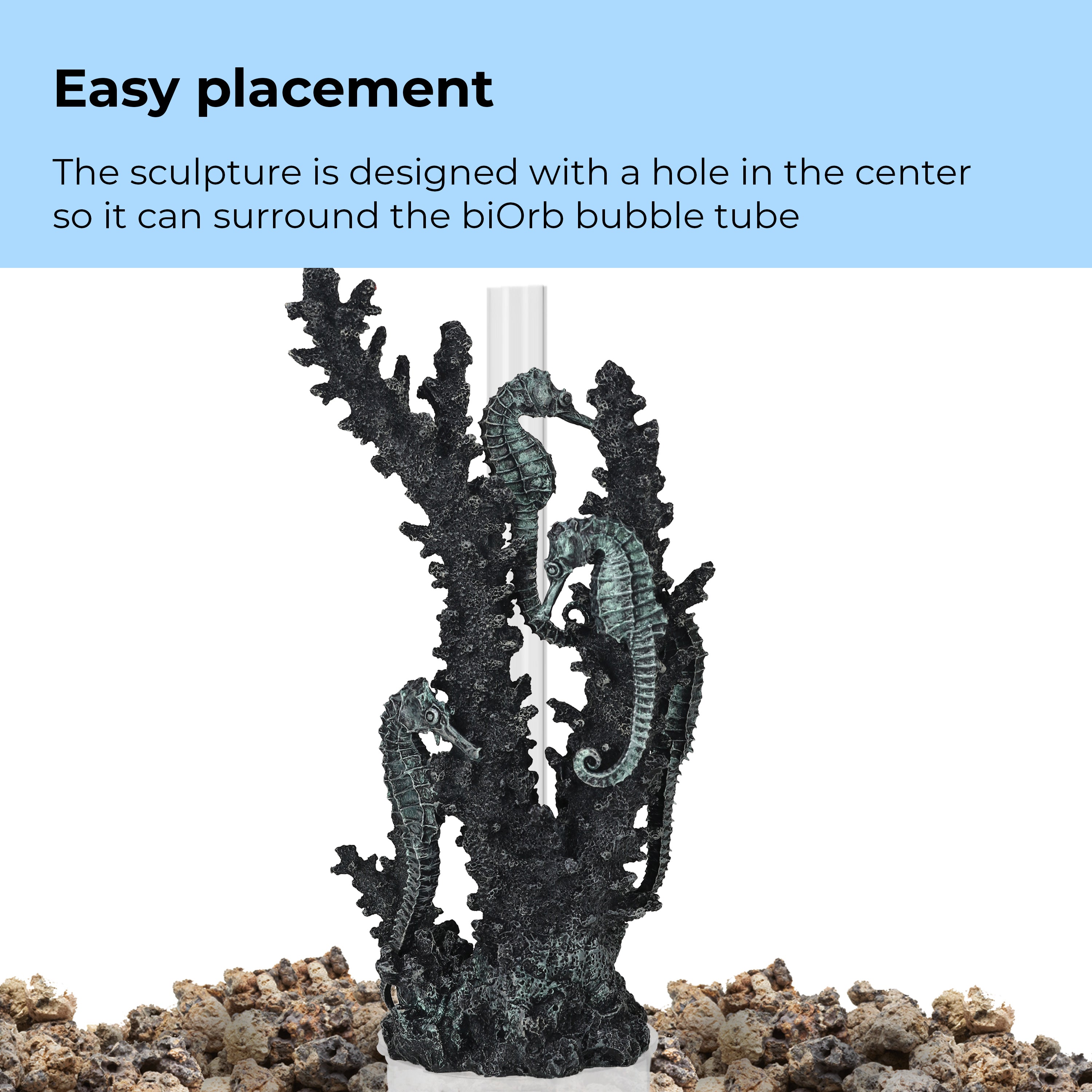 Medium Seahorses on Coral Sculpture - Easy placement