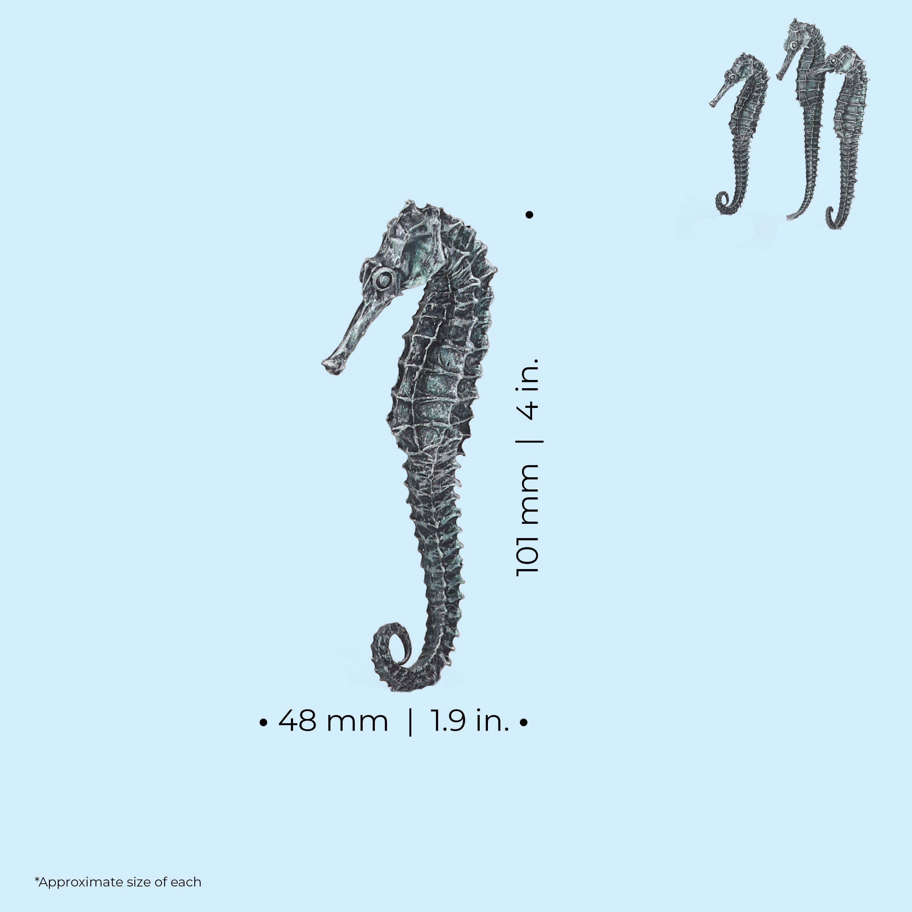 Seahorse Set of 3 - Dimensions