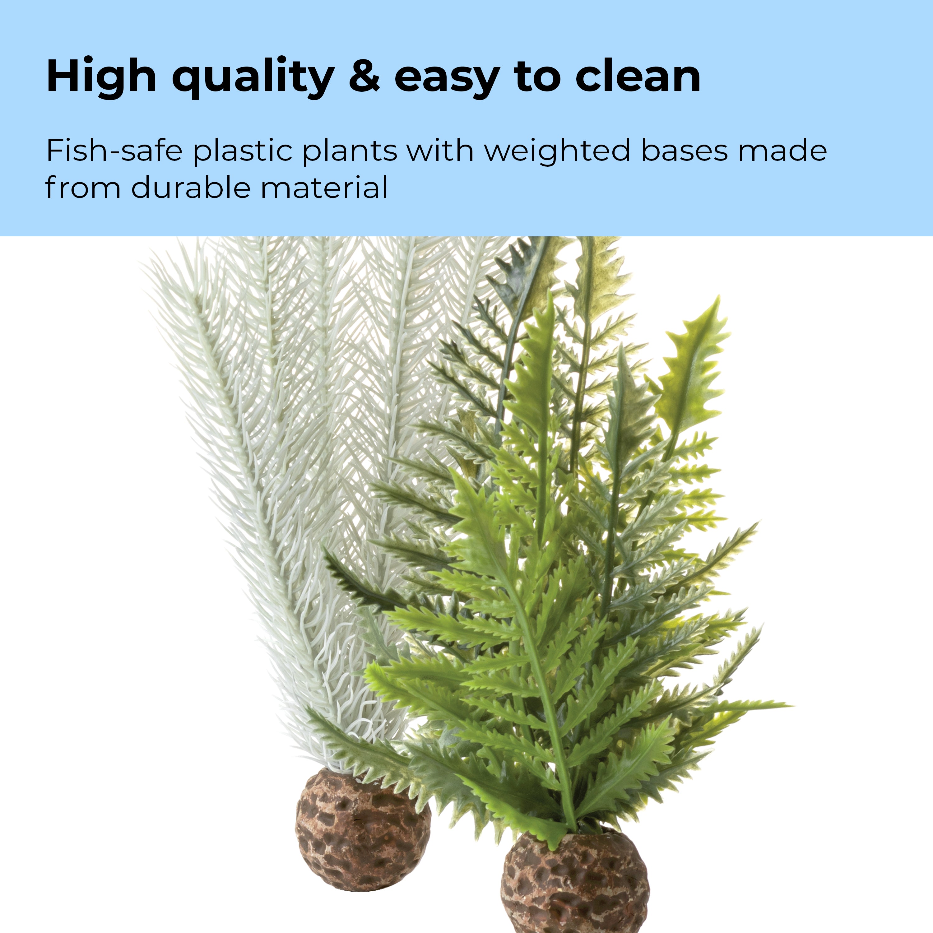 Small Grey & Green Thistle Fern Plant Set of 2 - High quality & easy to clean