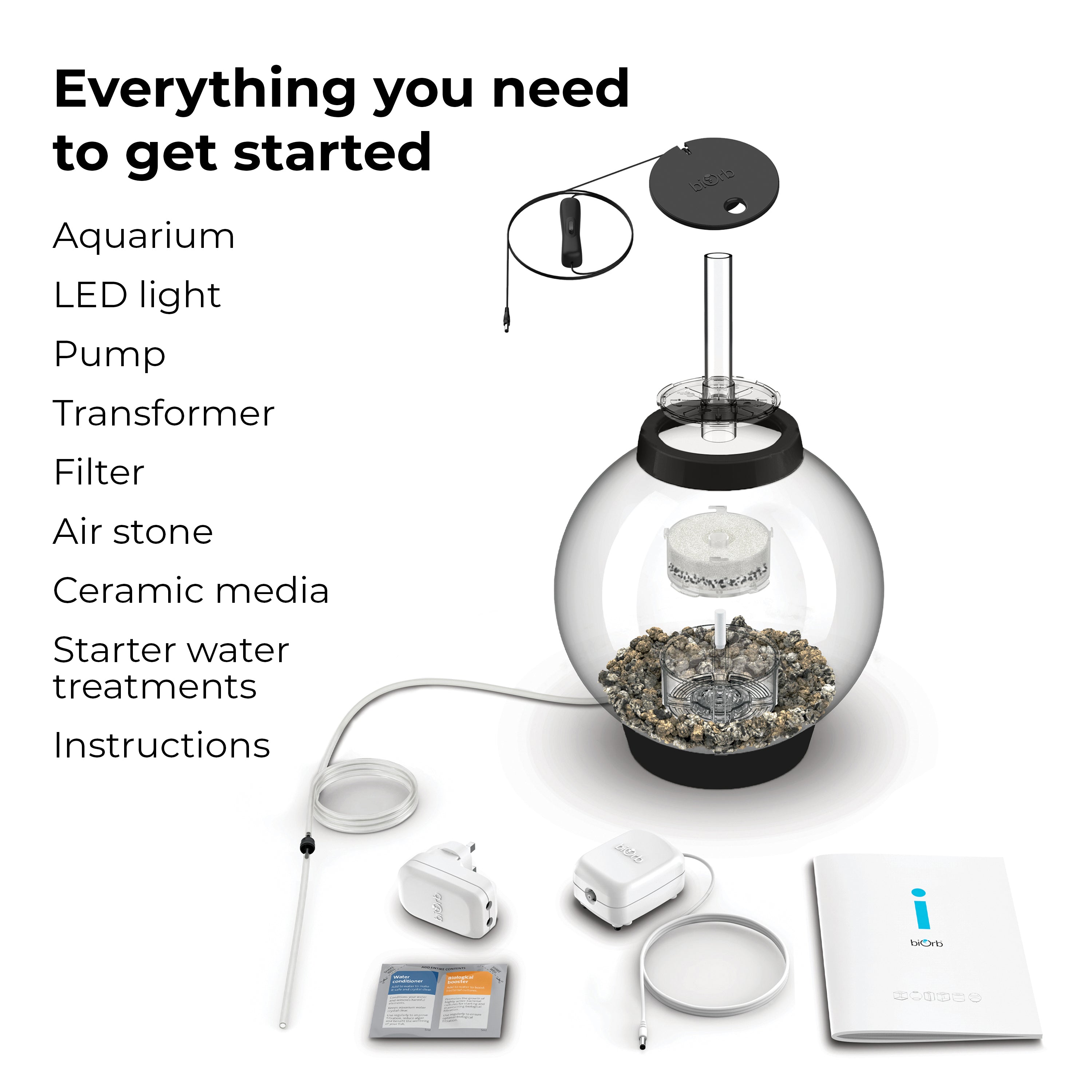CLASSIC 15 Aquarium with Standard White LED Light - Everything you need to get started