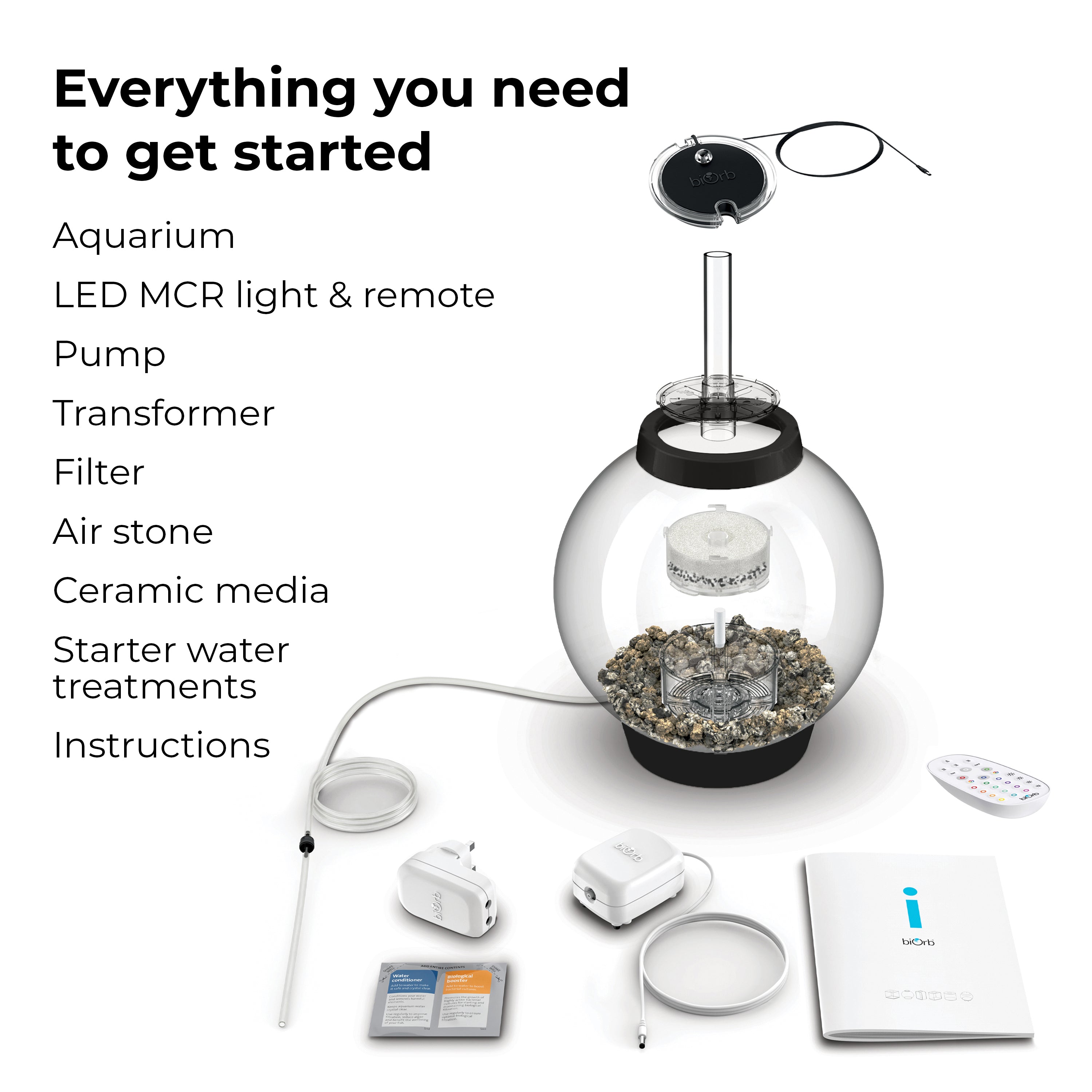 CLASSIC 15 Aquarium with Multi Colour LED Light - Everything you need to get started