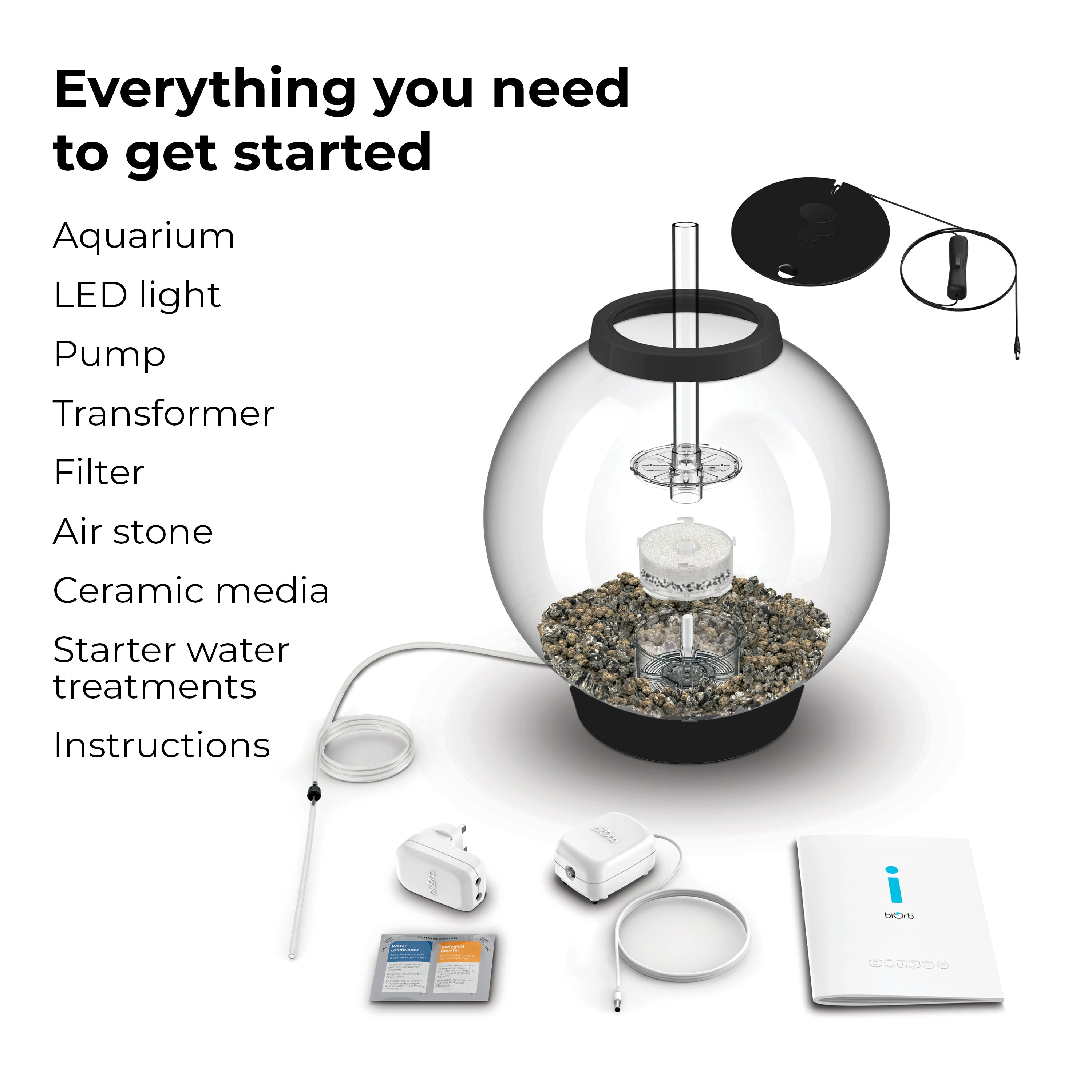 CLASSIC 30 Aquarium with Standard White LED Light - Everything you need to get started