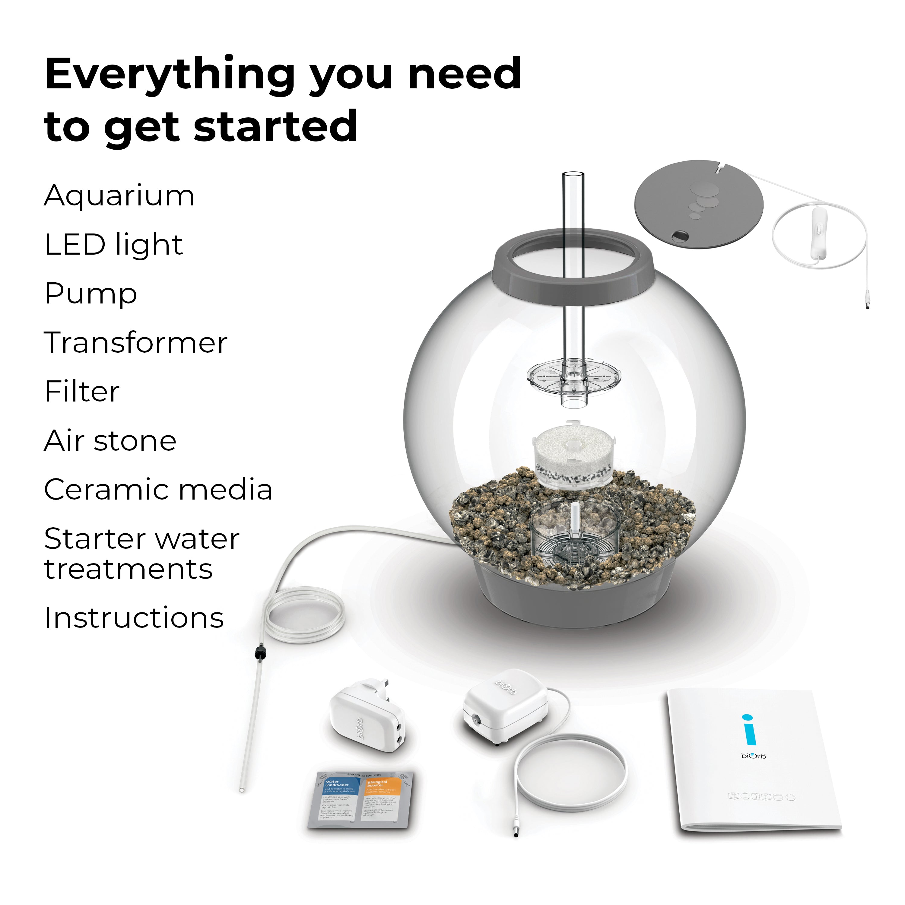 CLASSIC 30 Aquarium with Standard White LED Light - Everything you need to get started