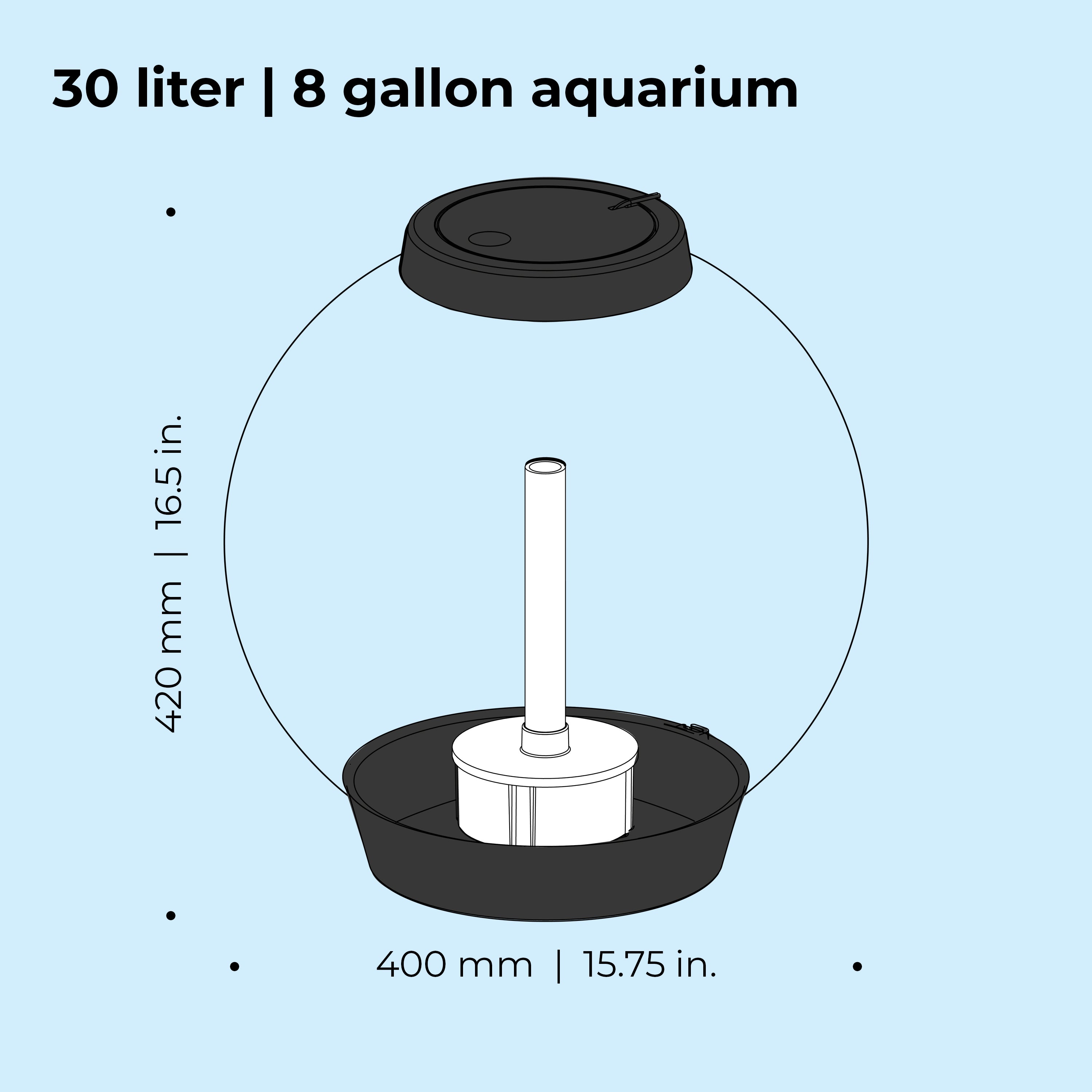 CLASSIC 30 Aquarium with Multi Colour LED Light - Dimensions