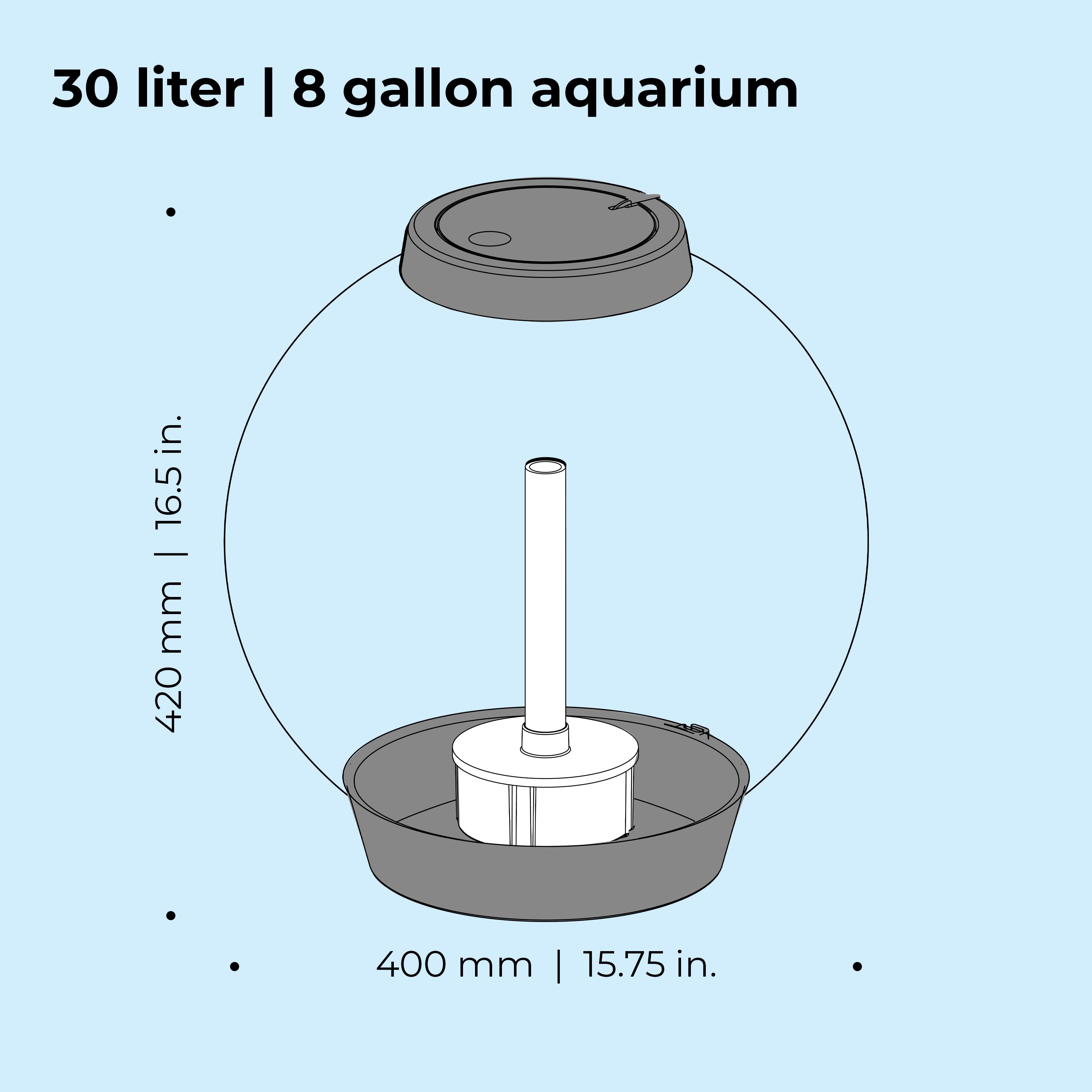 CLASSIC 30 Aquarium with Multi Colour LED Light - Dimensions