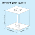 CUBE 60 Aquarium with Multi Colour LED Light - Dimensions