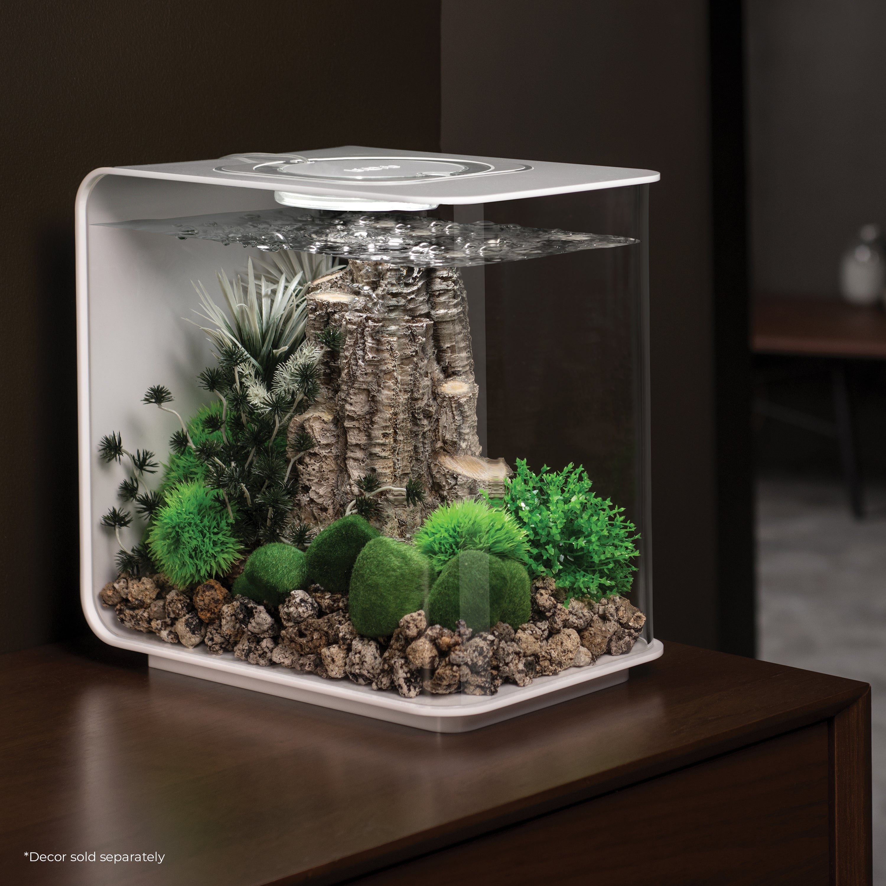 FLOW 15 Aquarium with Standard White LED Light - White In Use